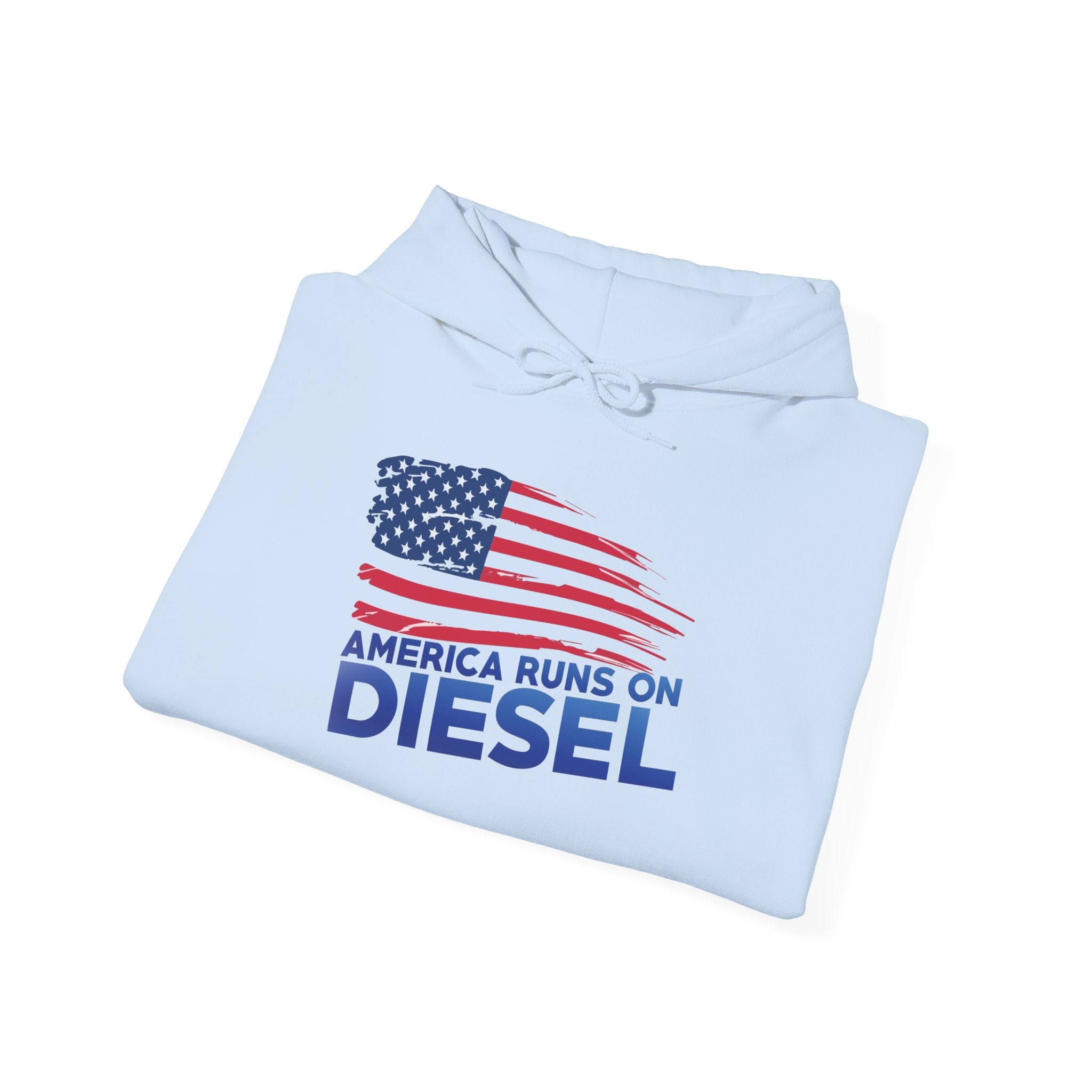 Diesel Pride Hoodie — "America Runs on Diesel" Patriotic Flag Sweatshirt