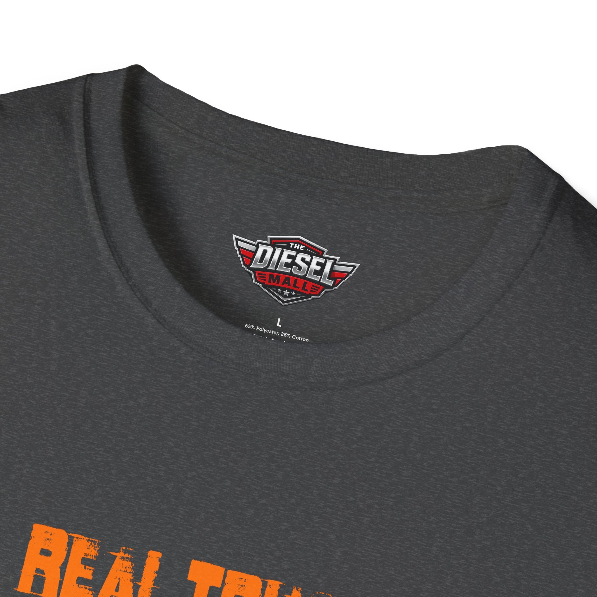 Trucker T-Shirt — "Real Trucks Don't Shift Themselves" Vintage Orange Graphic