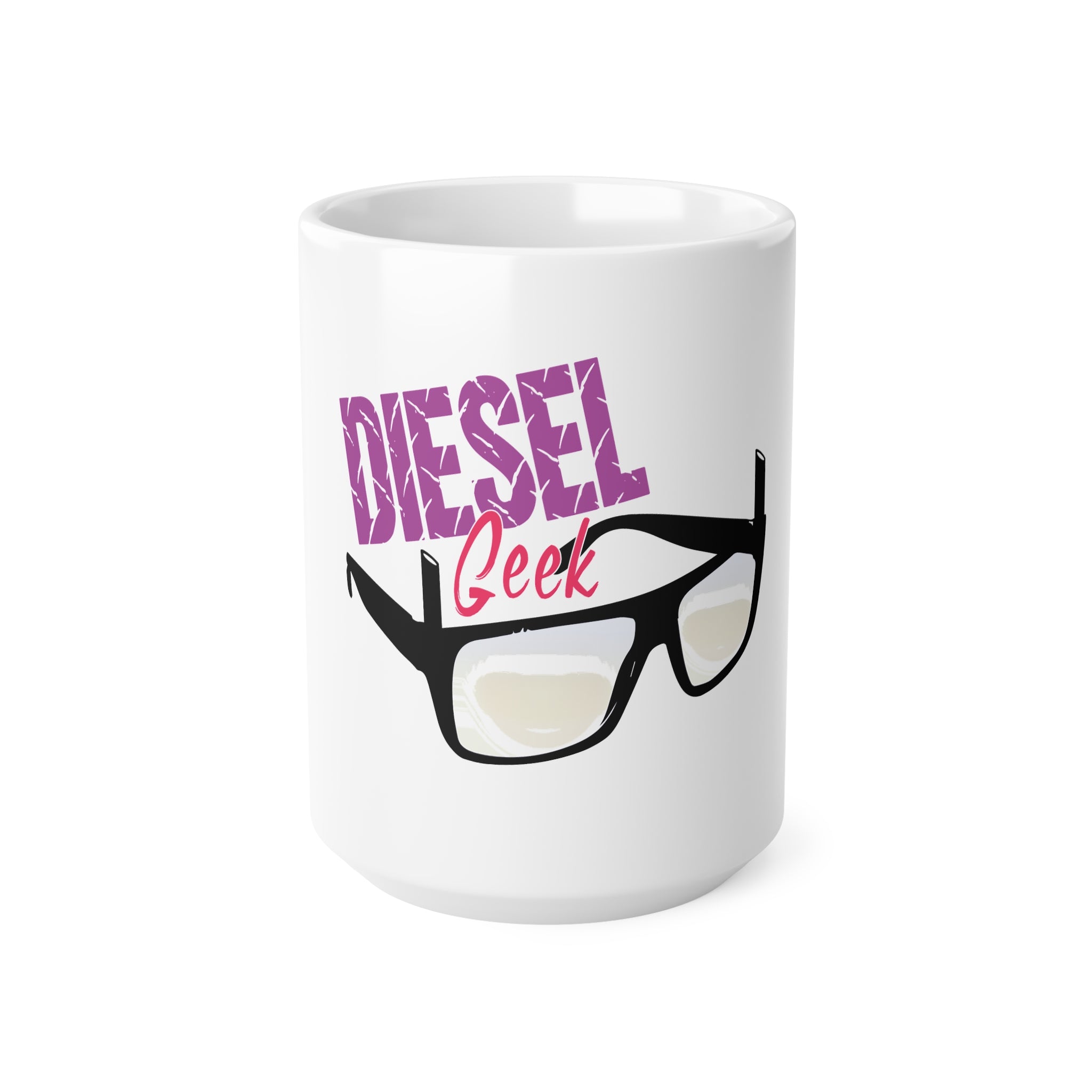 Diesel Geek Ceramic Coffee Mug – 'Diesel Geek' Glasses Design (11oz & 15oz)