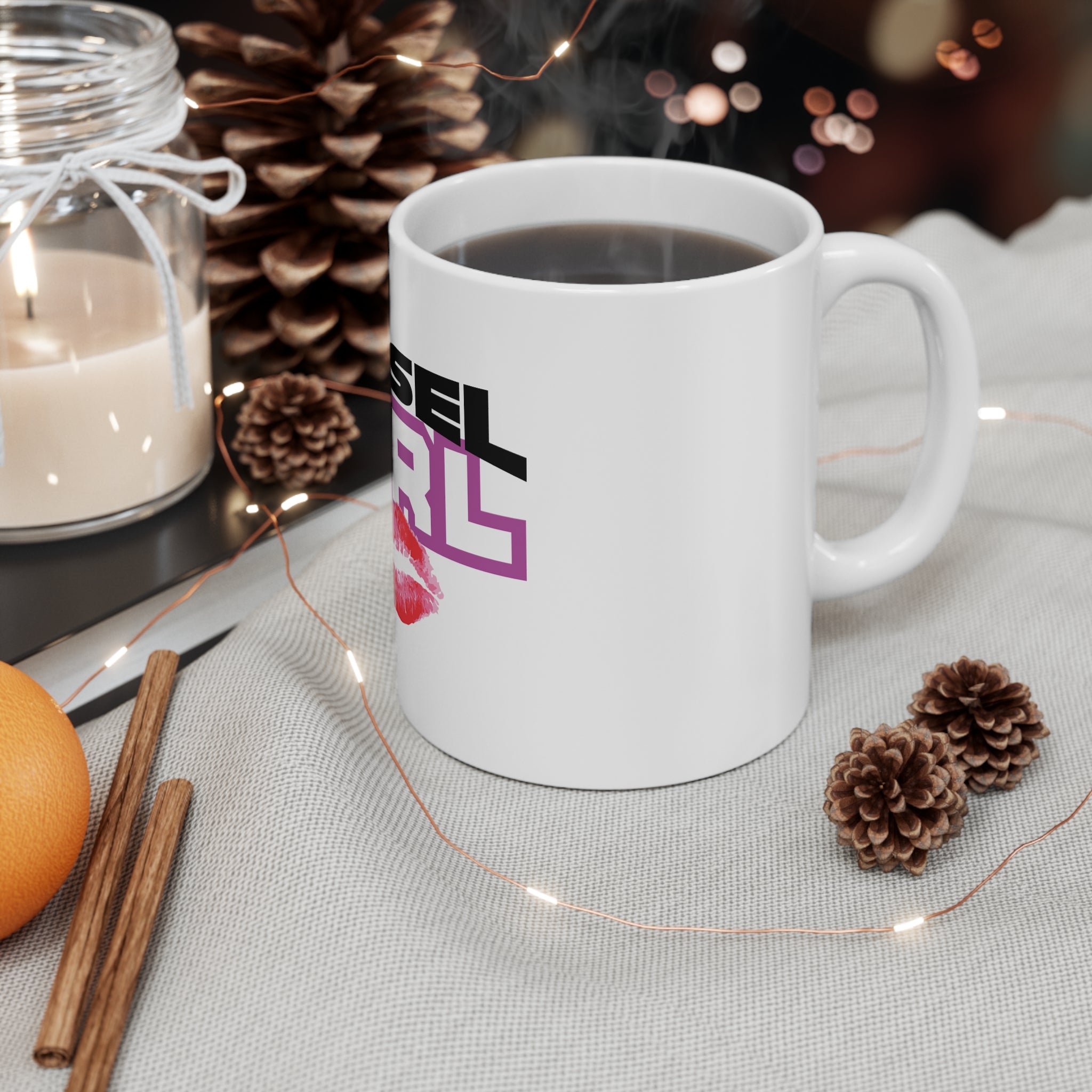 Diesel Girl 11oz Coffee Mug — Bold Kiss Graphic
