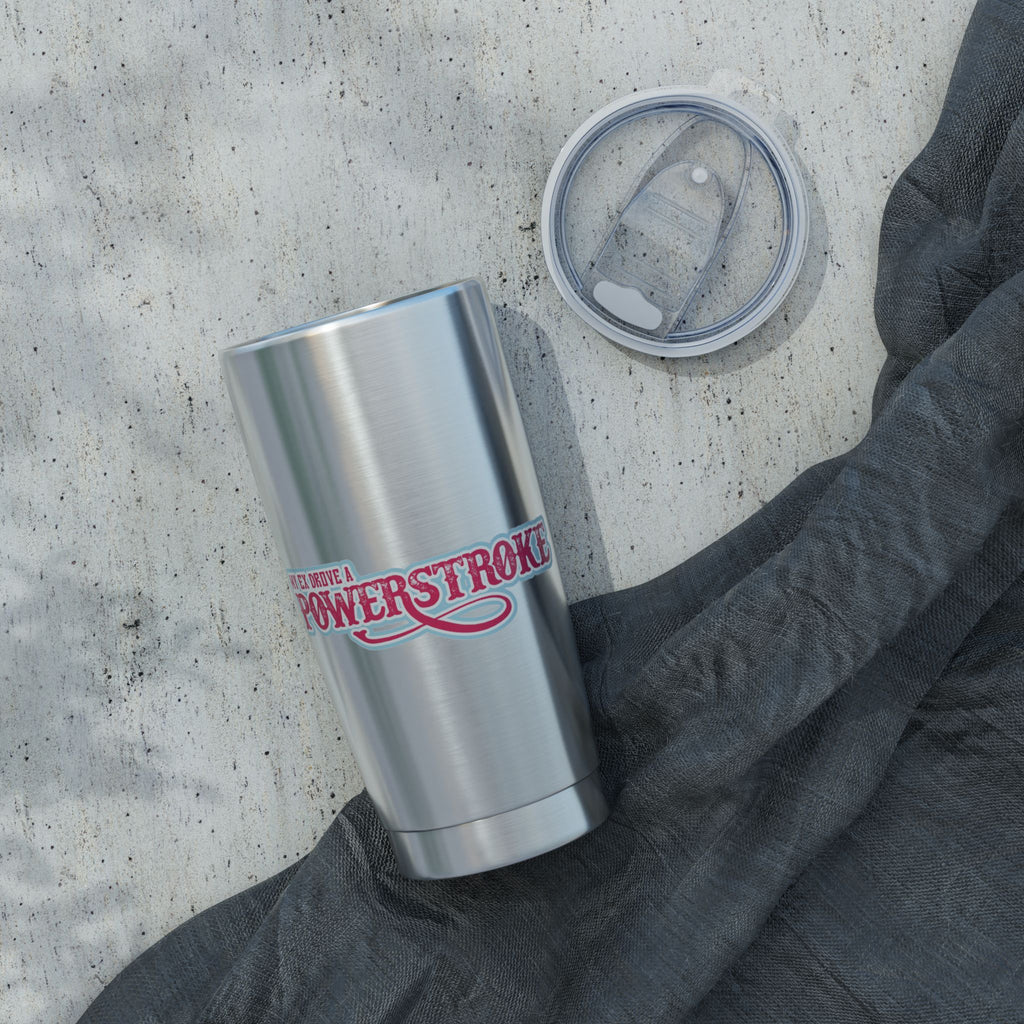 20oz Tumbler — Retro “Powerstroke” Script Stainless Steel Travel Cup