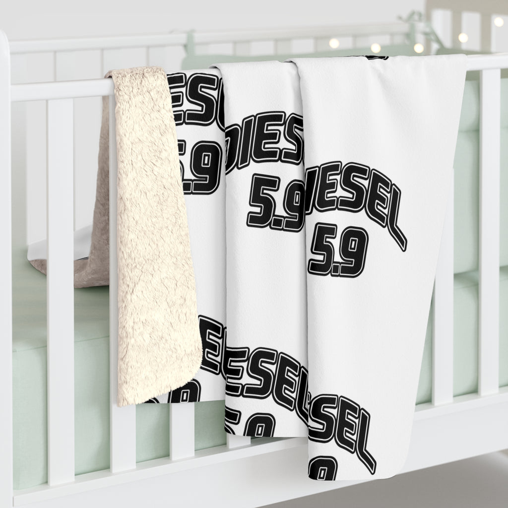 Diesel 5.9 Sherpa Fleece Blanket – Cozy Automotive Engine Decor Gift