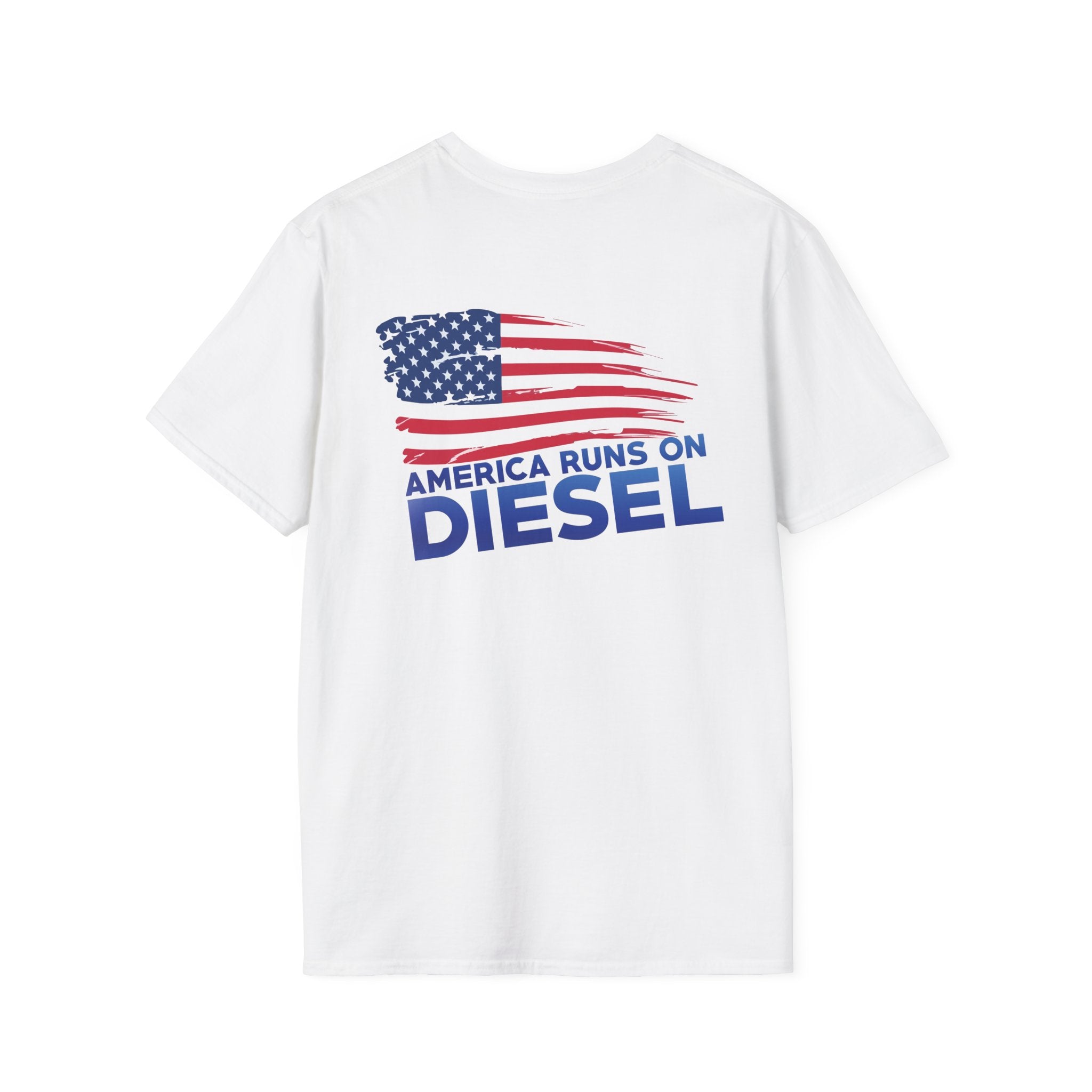 America Runs on Diesel T-Shirt — Patriotic Flag Diesel Tee