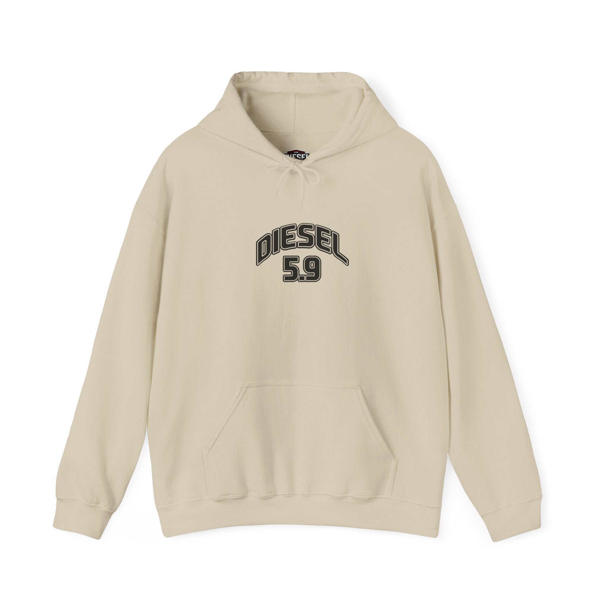 Diesel 5.9 Hoodie - Minimal White Pullover with Retro Arched Logo