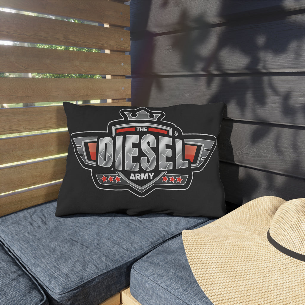 Diesel Army Outdoor Pillow - Rugged Vehicle Logo Accent Cushion