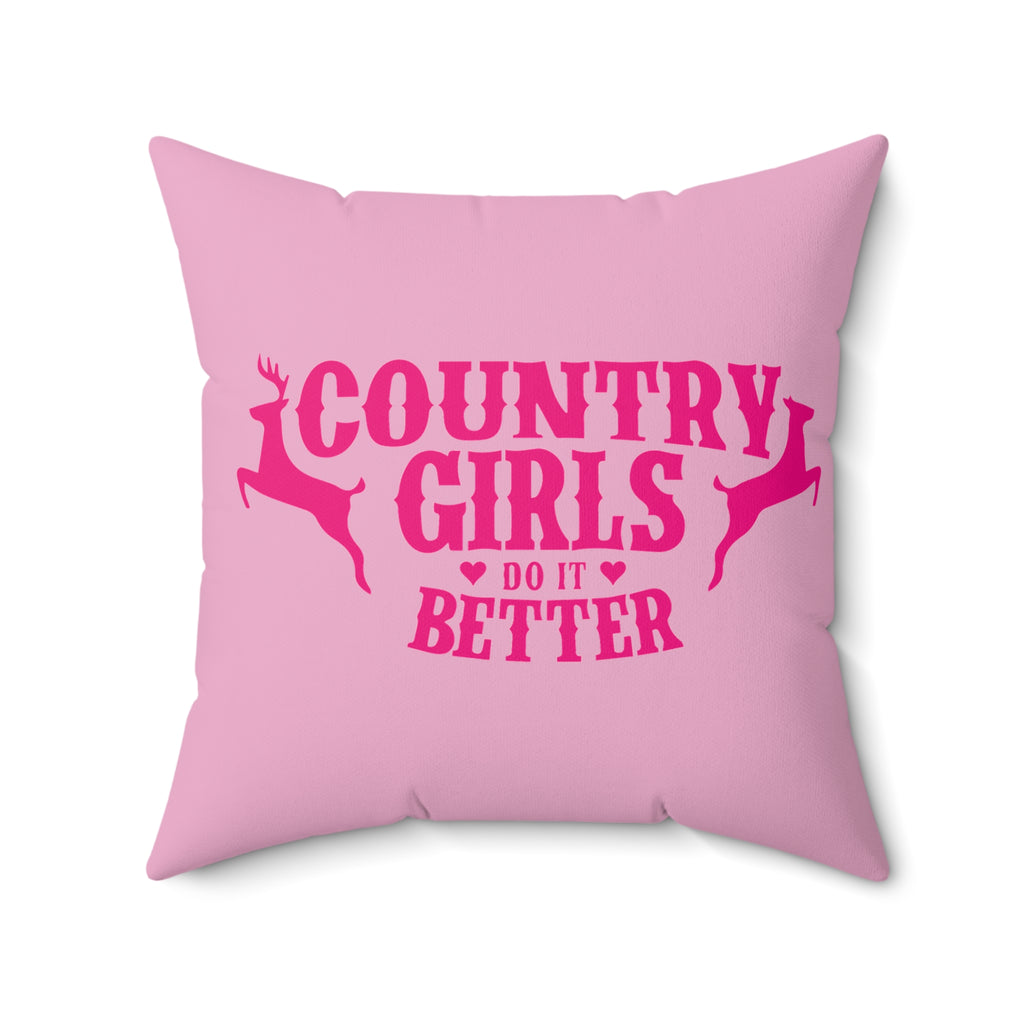 Country Girls Do It Better Throw Pillow — Pink Deer Accent Pillow for Country Home
