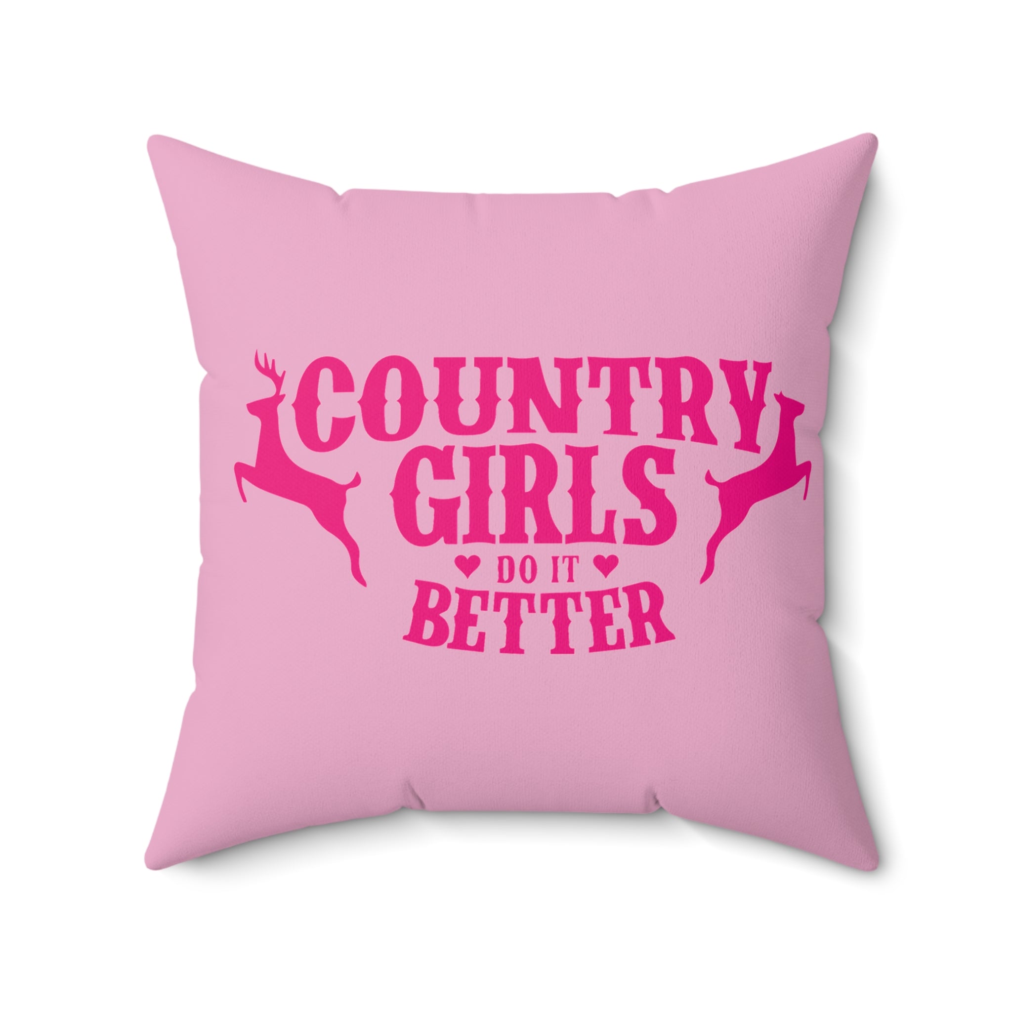 Country Girls Do It Better Throw Pillow — Pink Deer Accent Pillow for Country Home