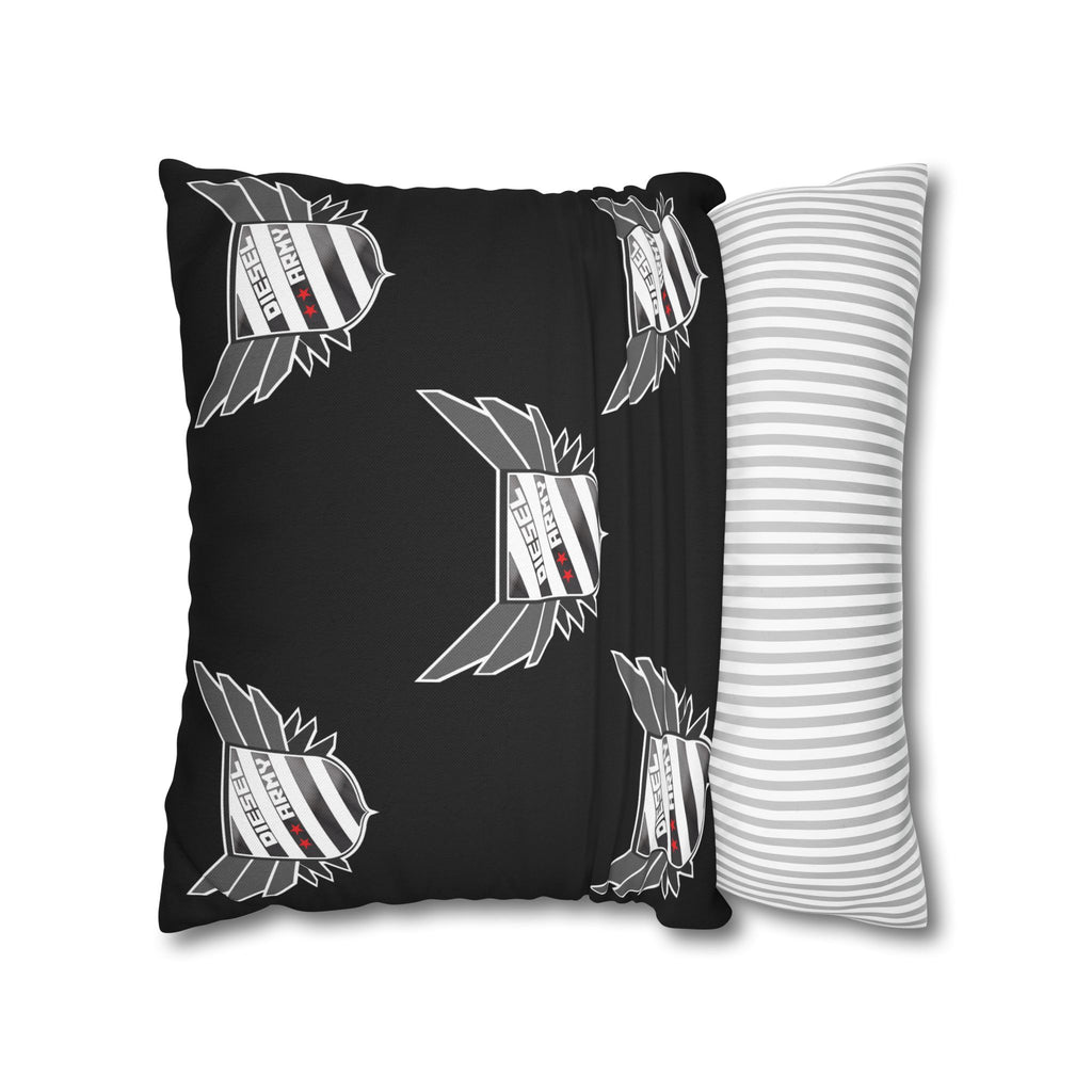 Black Shield Wing Accent Pillowcase — 'Genuine' Crest Pattern Decorative Throw Pillow