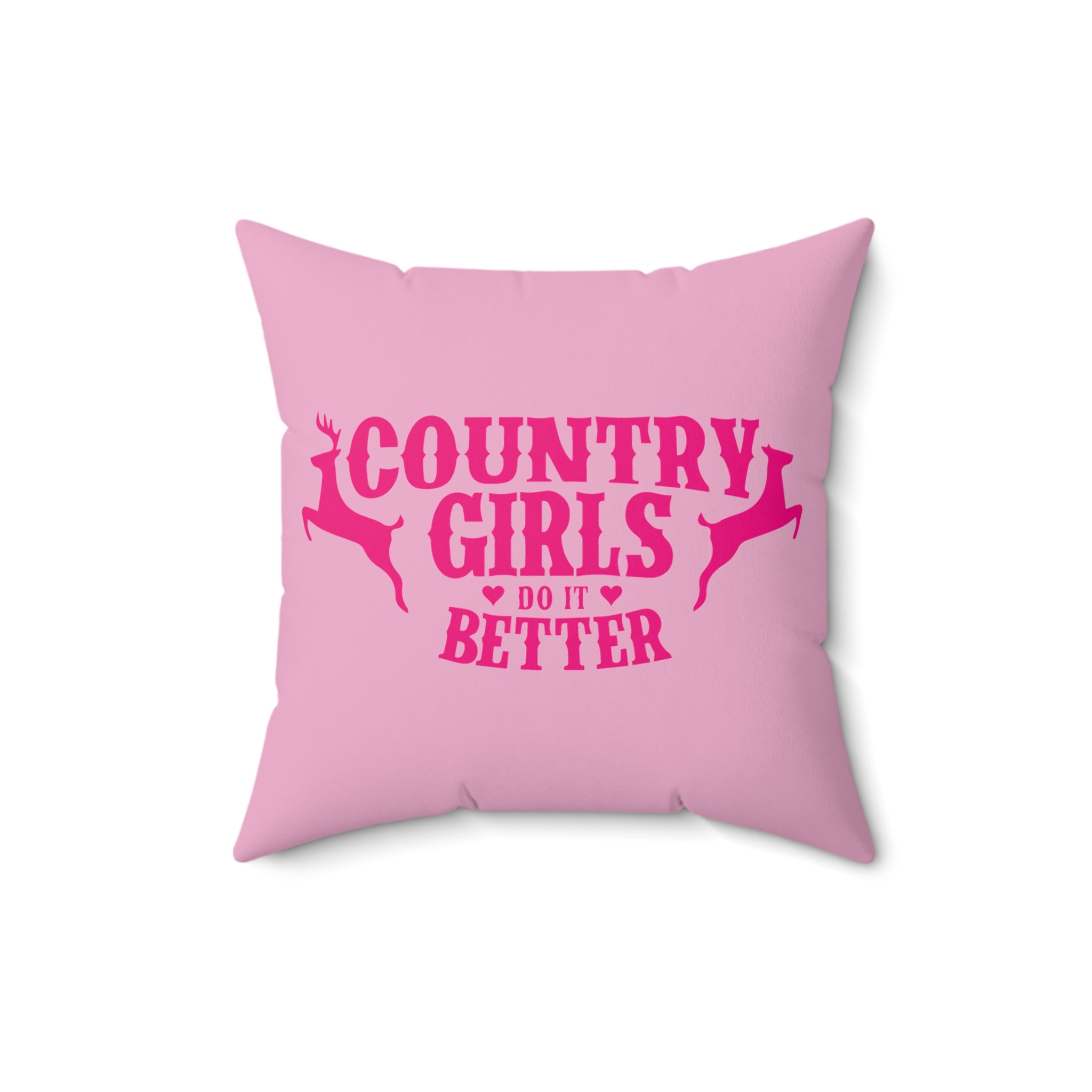 Country Girls Do It Better Throw Pillow — Pink Deer Accent Pillow for Country Home