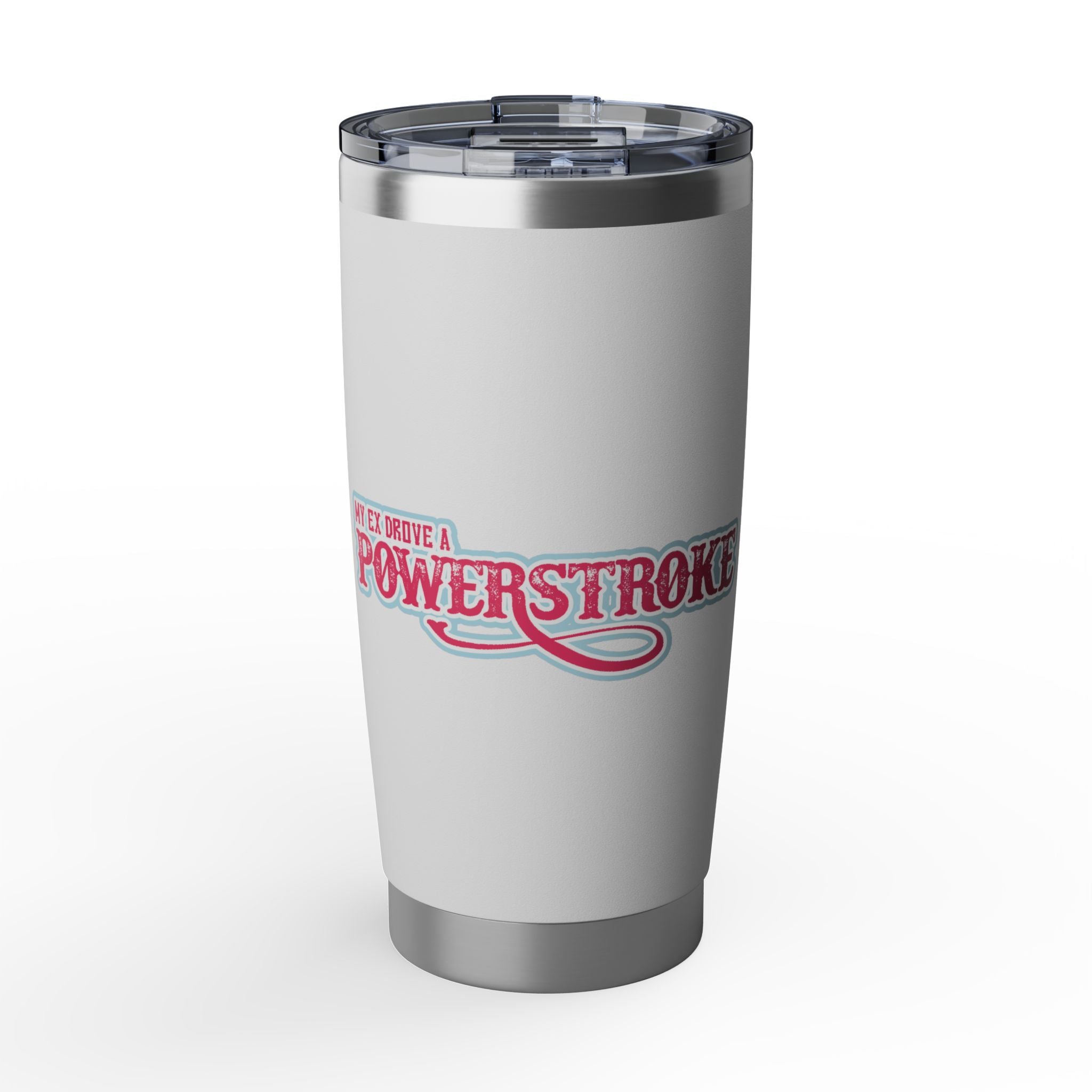 20oz Tumbler — Retro “Powerstroke” Script Stainless Steel Travel Cup