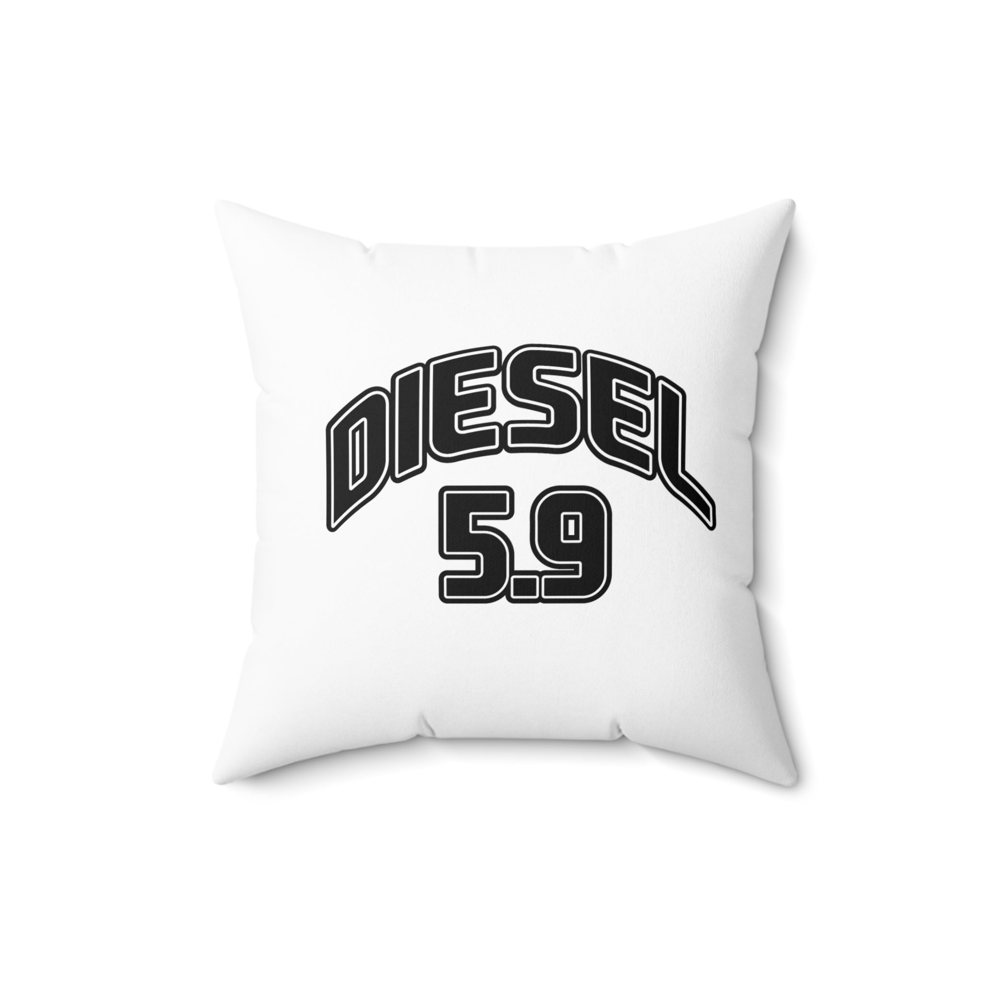 Diesel 5.9 Throw Pillow — Retro Automotive Accent Pillow for Truck Lovers
