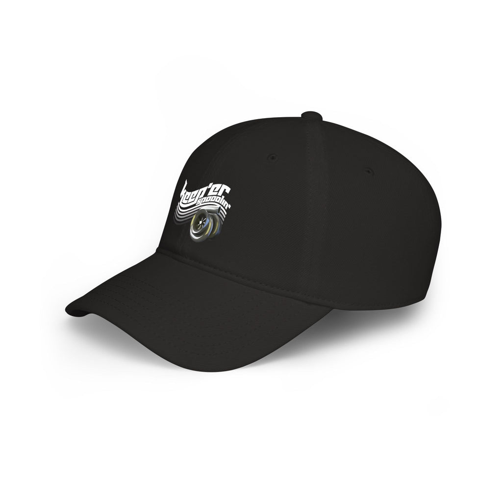 Low Profile Baseball Cap — 'Keeper Brewing' Logo Hat with Vintage Wave & Glass Illustration
