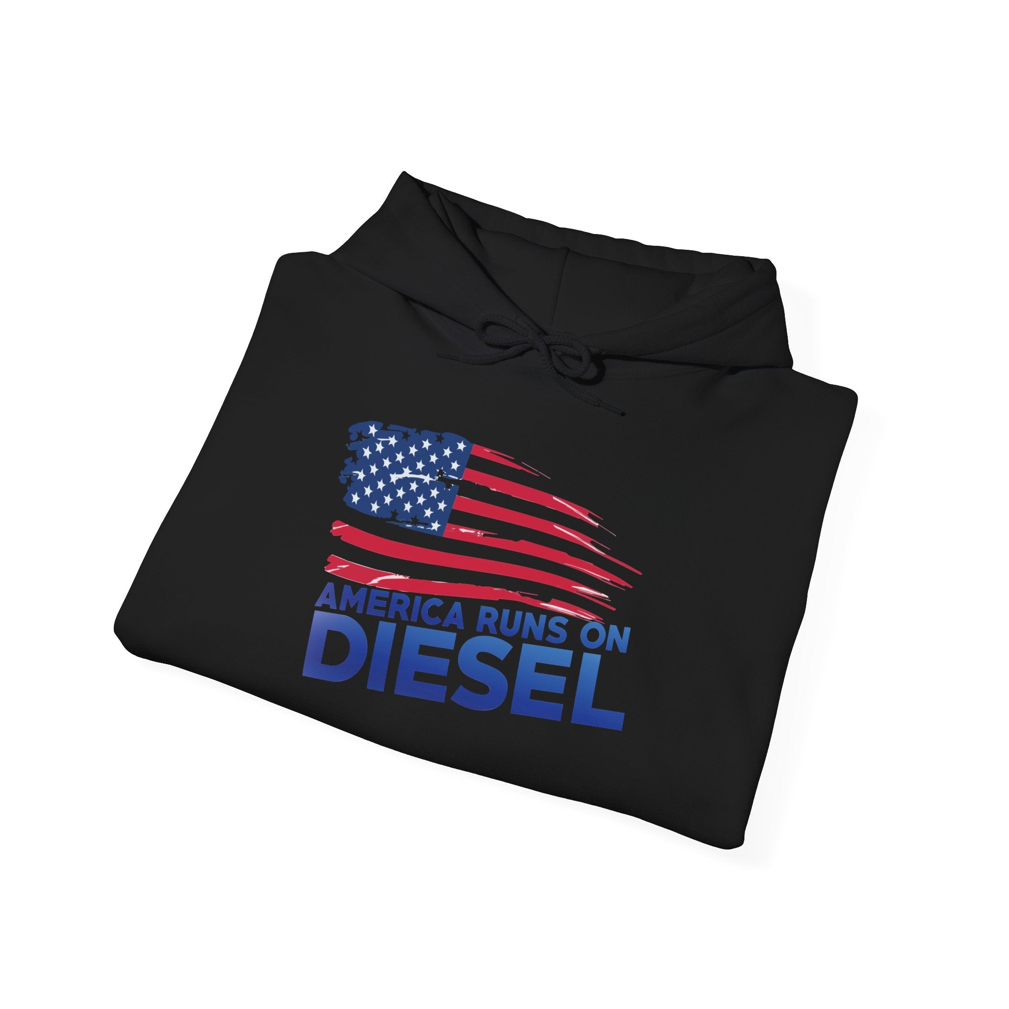 Diesel Pride Hoodie — "America Runs on Diesel" Patriotic Flag Sweatshirt