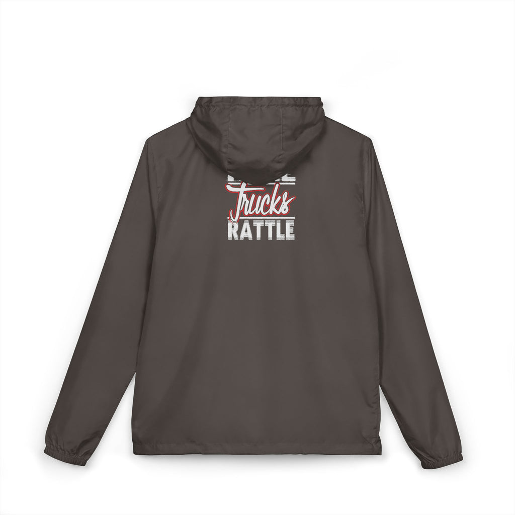 Windbreaker Jacket — 'Truck Rattle' Retro Truck Graphic Lightweight Hoodie