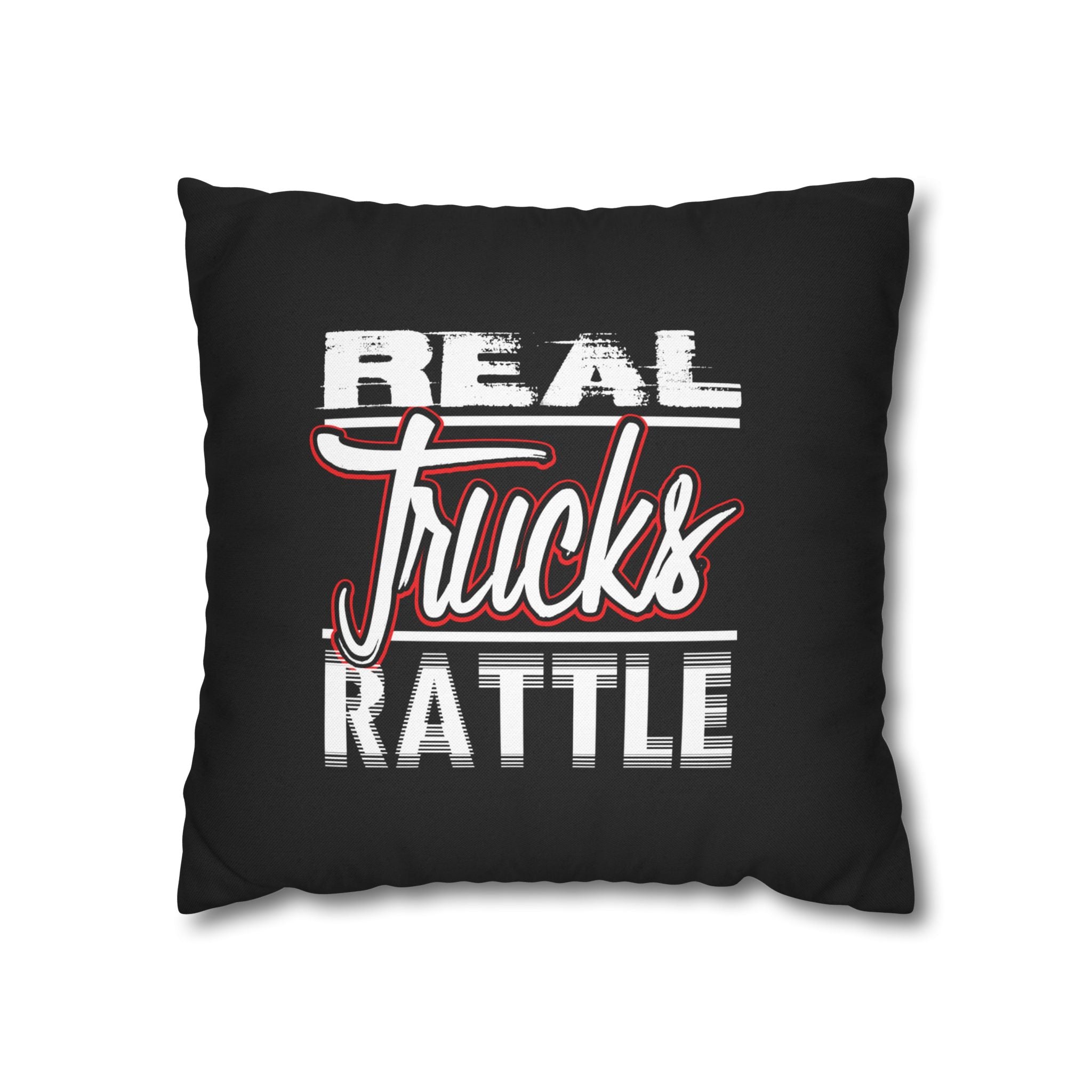 Trucker Pillowcase - "Real Trucks Rattle" Rustic Automotive Accent Pillow Cover