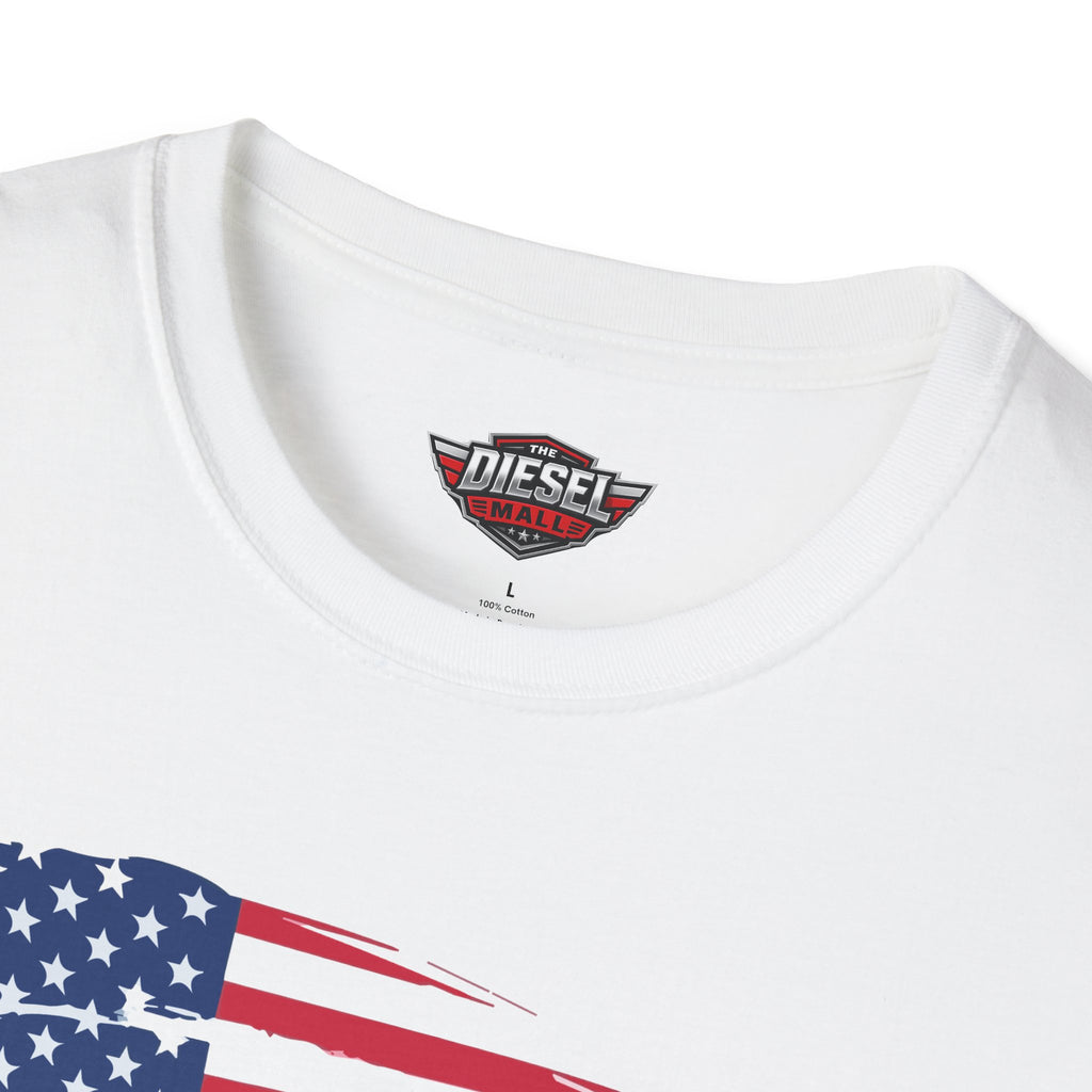 America Runs on Diesel T-Shirt — Patriotic Truck & Diesel Enthusiast Tee