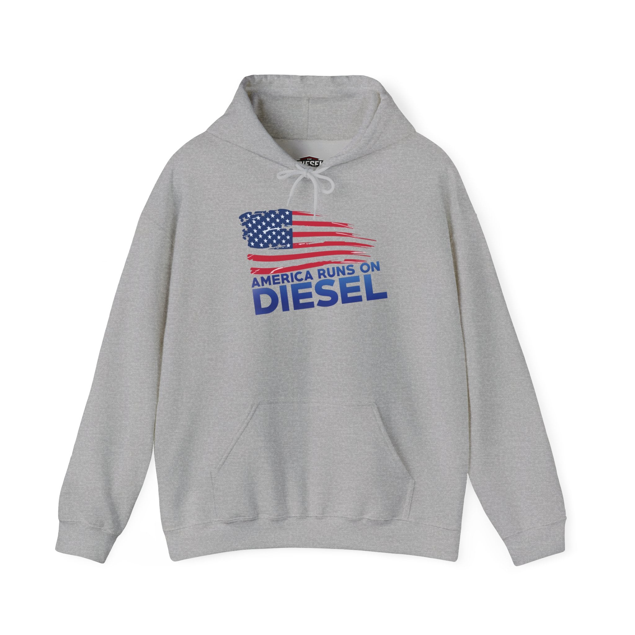 Diesel Pride Hoodie — "America Runs on Diesel" Patriotic Flag Sweatshirt