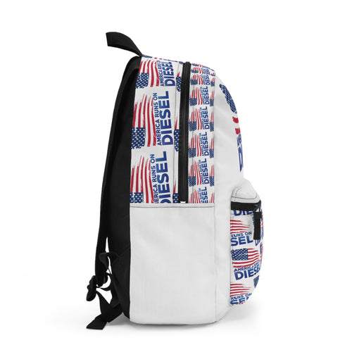America Runs on Diesel Backpack – Patriotic USA Flag Trucking Gear