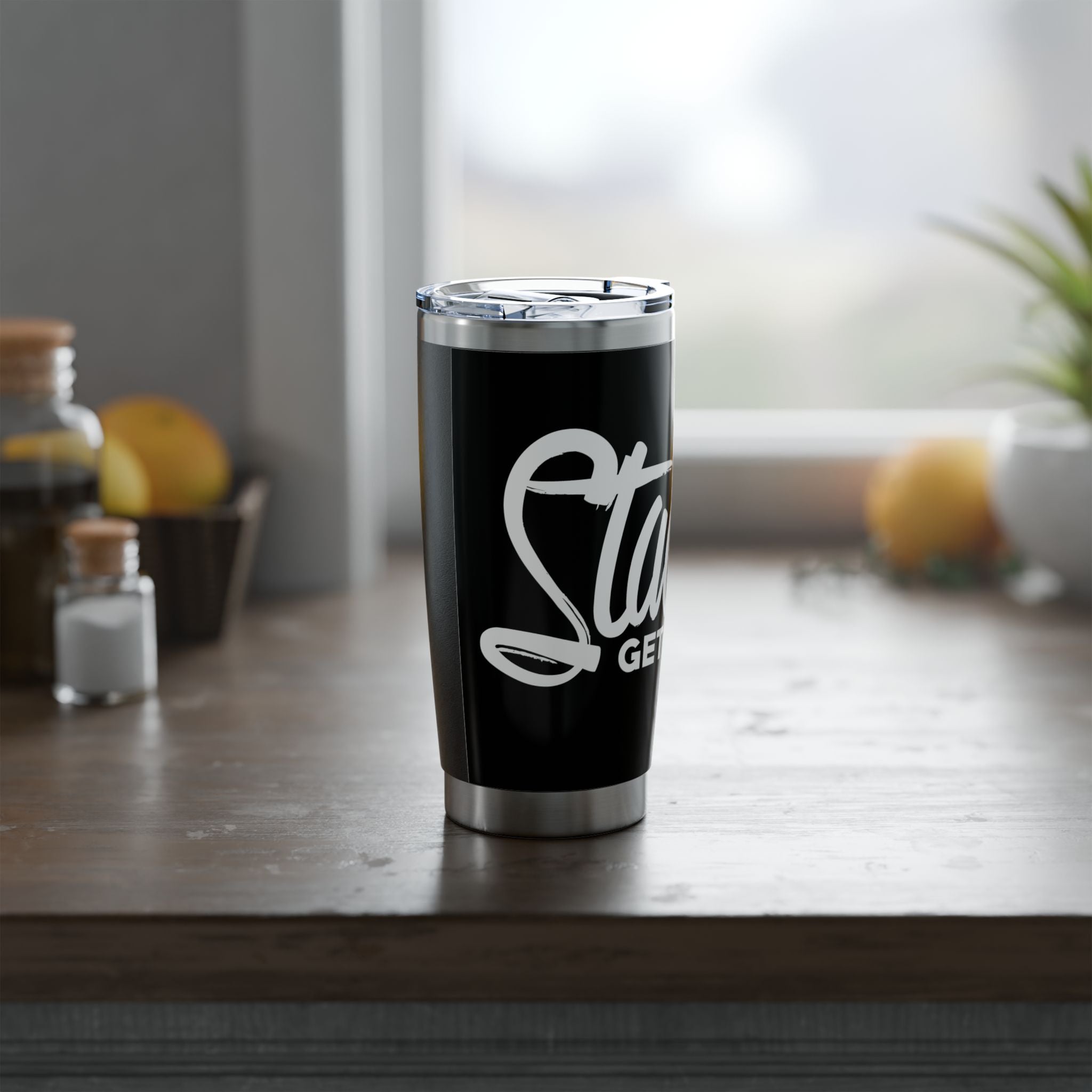 20oz Stainless Tumbler - 'Sticks Get Racked' Black Travel Mug