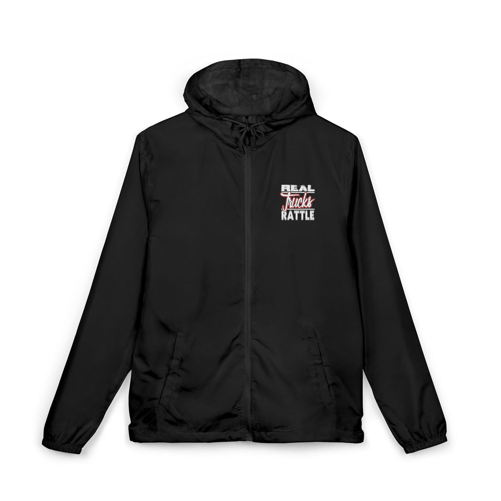 Windbreaker Jacket — 'Truck Rattle' Retro Truck Graphic Lightweight Hoodie