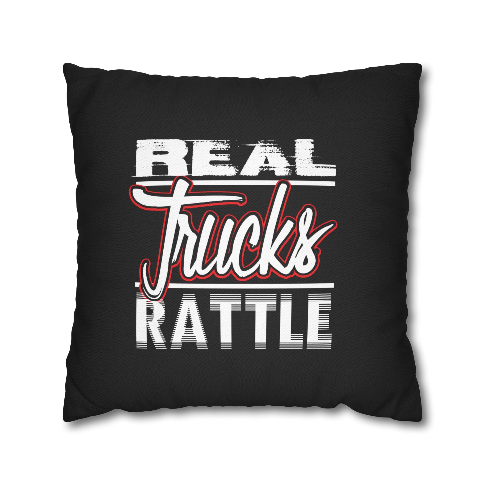 Trucker Pillowcase - "Real Trucks Rattle" Rustic Automotive Accent Pillow Cover