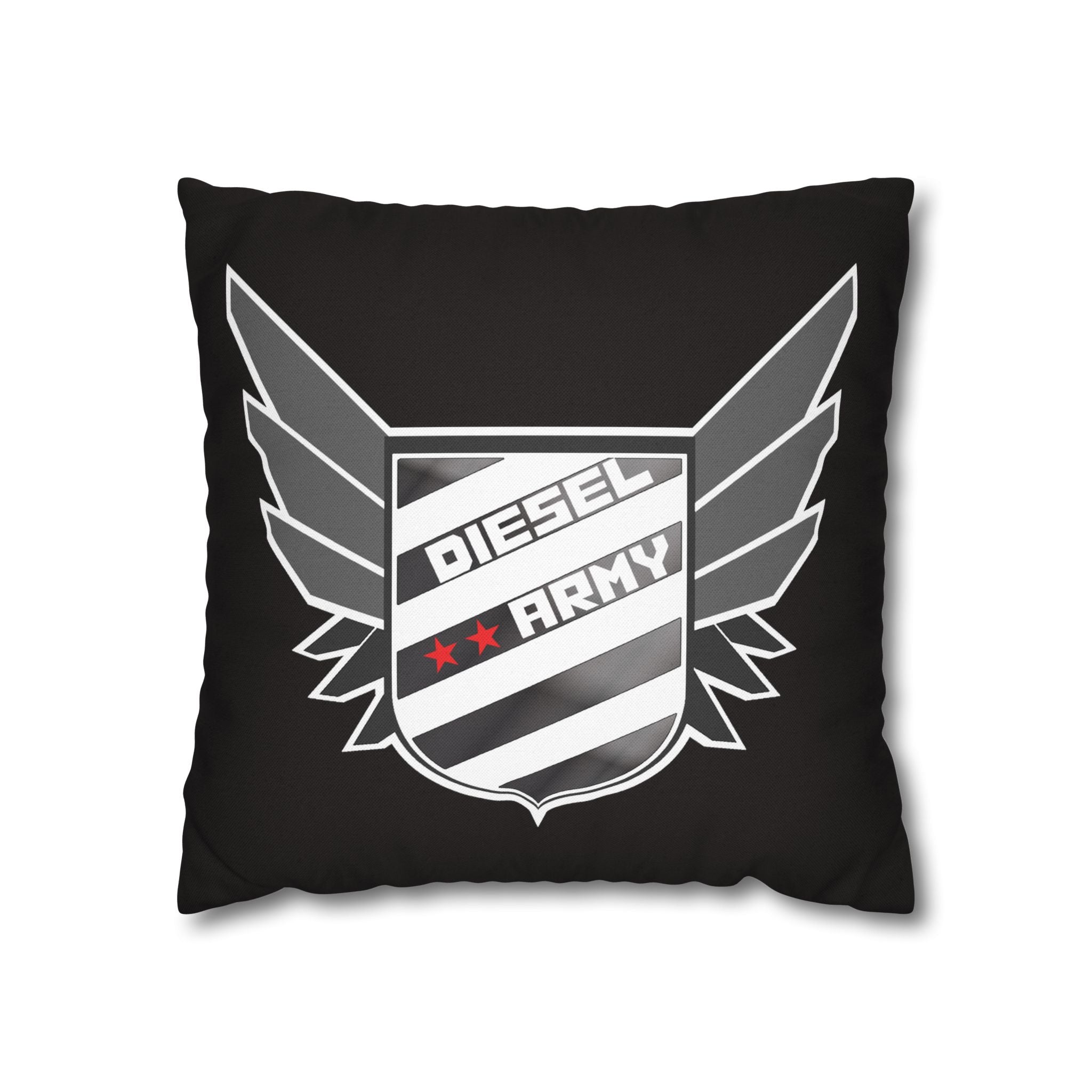 Diesel Army Crest Decorative Pillowcase – Black Winged Shield Accent