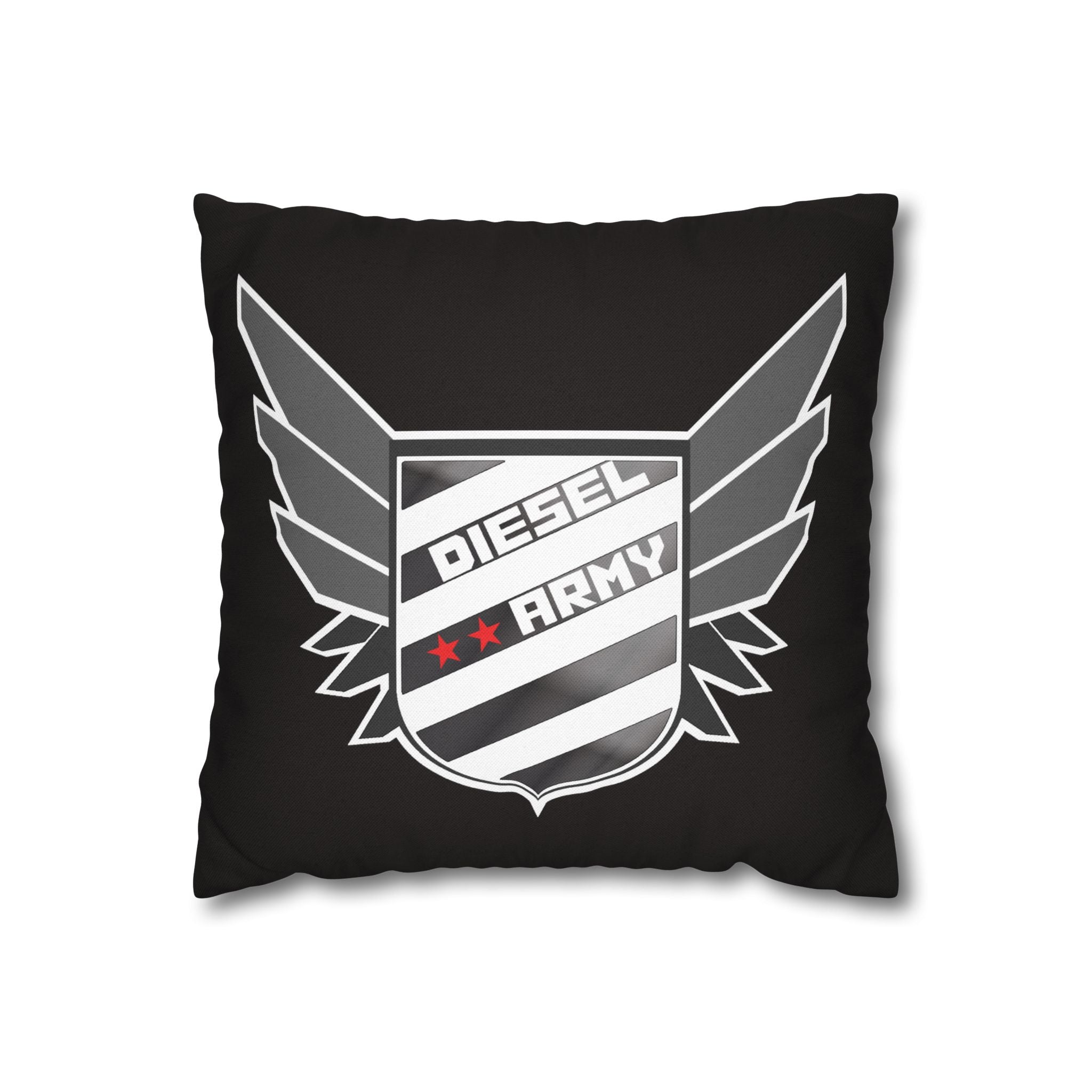Diesel Army Crest Decorative Pillowcase – Black Winged Shield Accent