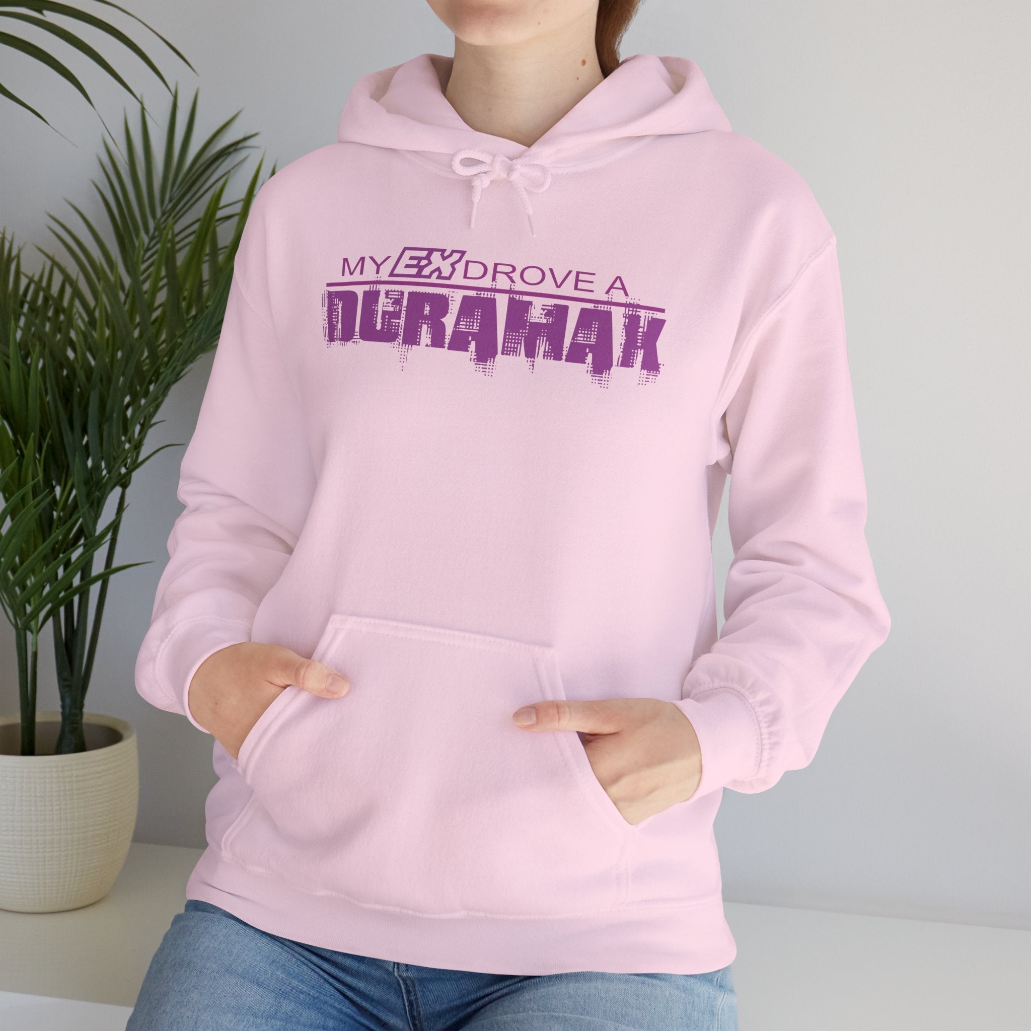 Hoodie – "My Ex Drove a Duramax" Retro Purple Graphic Hoodie