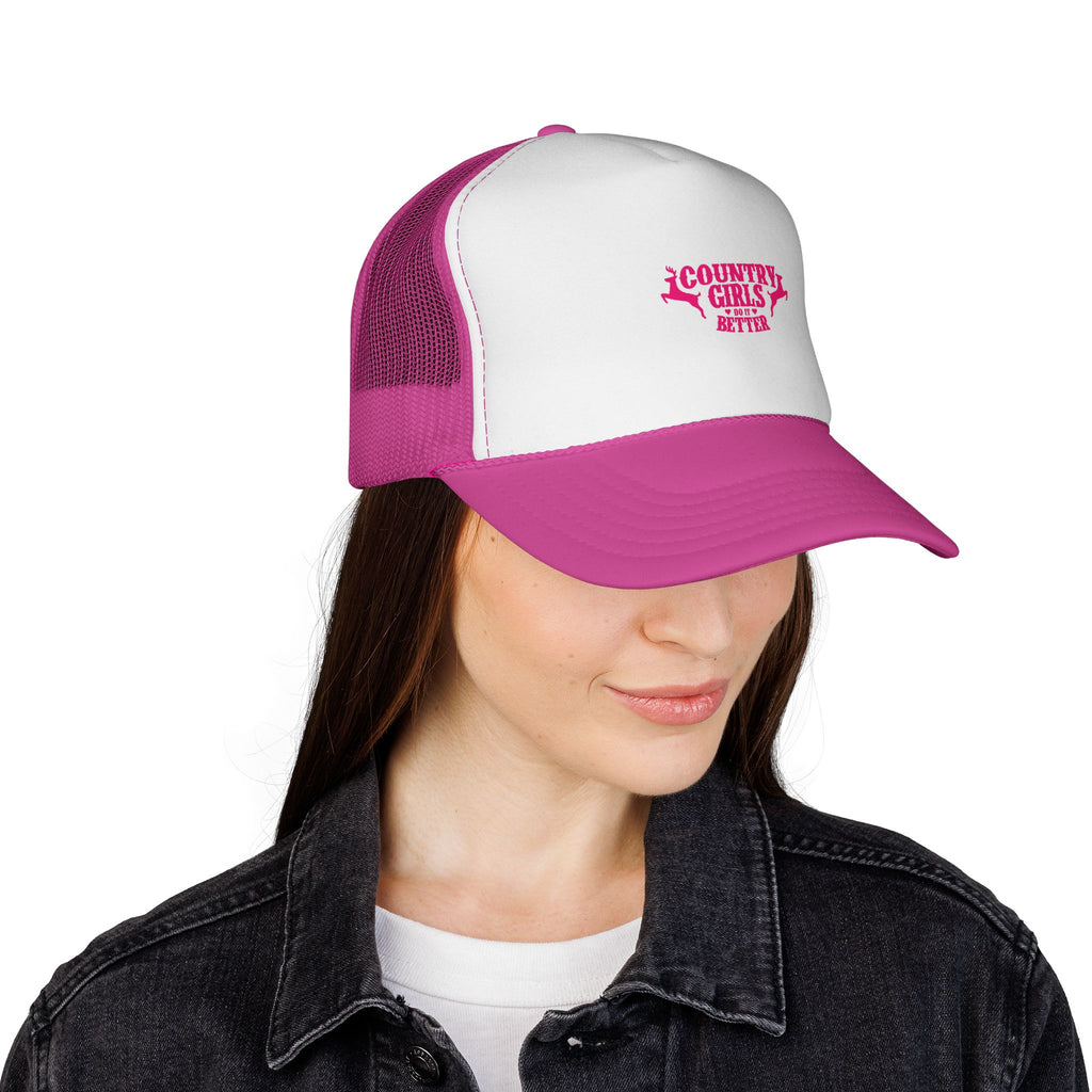 Country Girls Get Messy Trucker Hat – Pink Mesh Baseball Cap