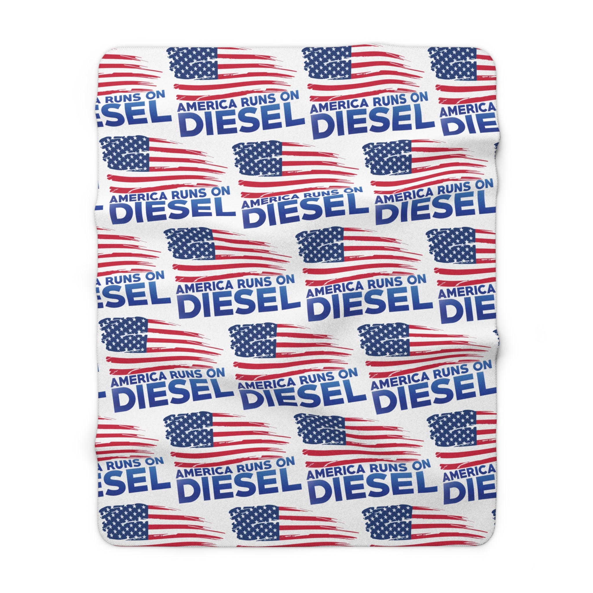 Sherpa Blanket — "America Runs on Diesel" Patriotic Flag Fleece