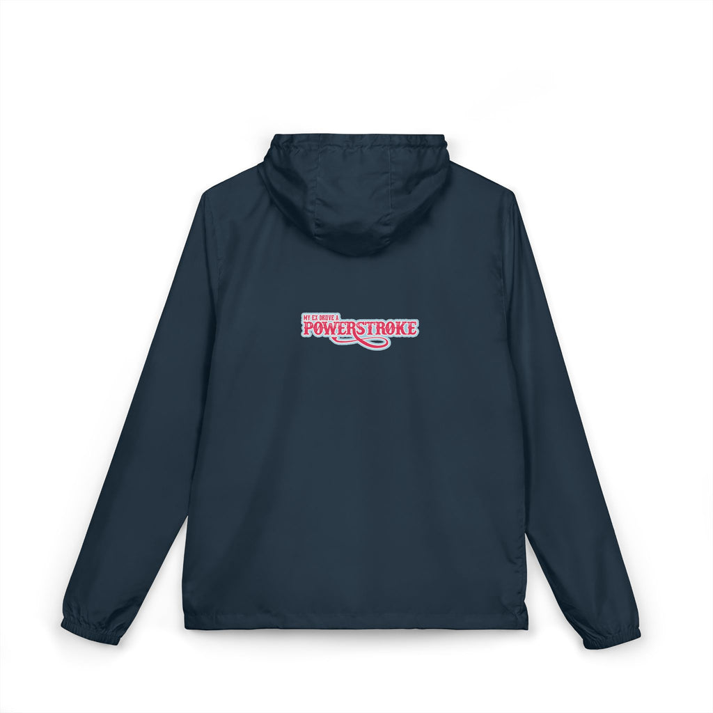 Windbreaker Jacket — 'My Ex Drove a POWERSTROKE' Pink  Logo Lightweight Zip Hoodie