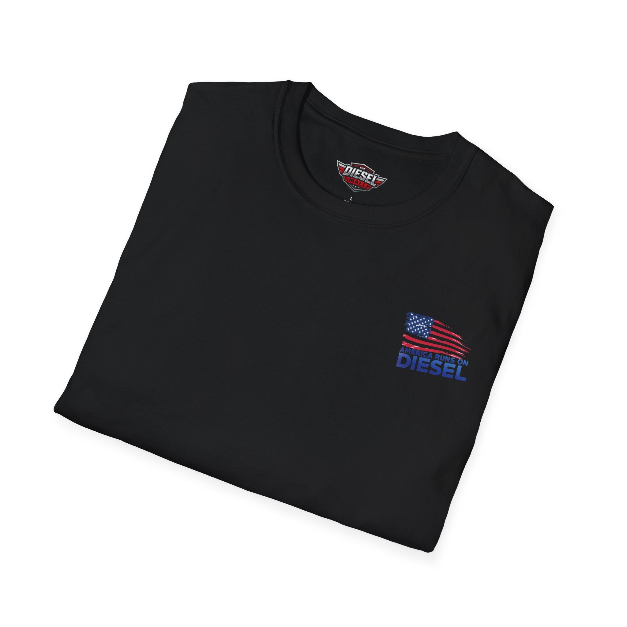 America Runs on Diesel T-Shirt — Patriotic Flag Diesel Tee