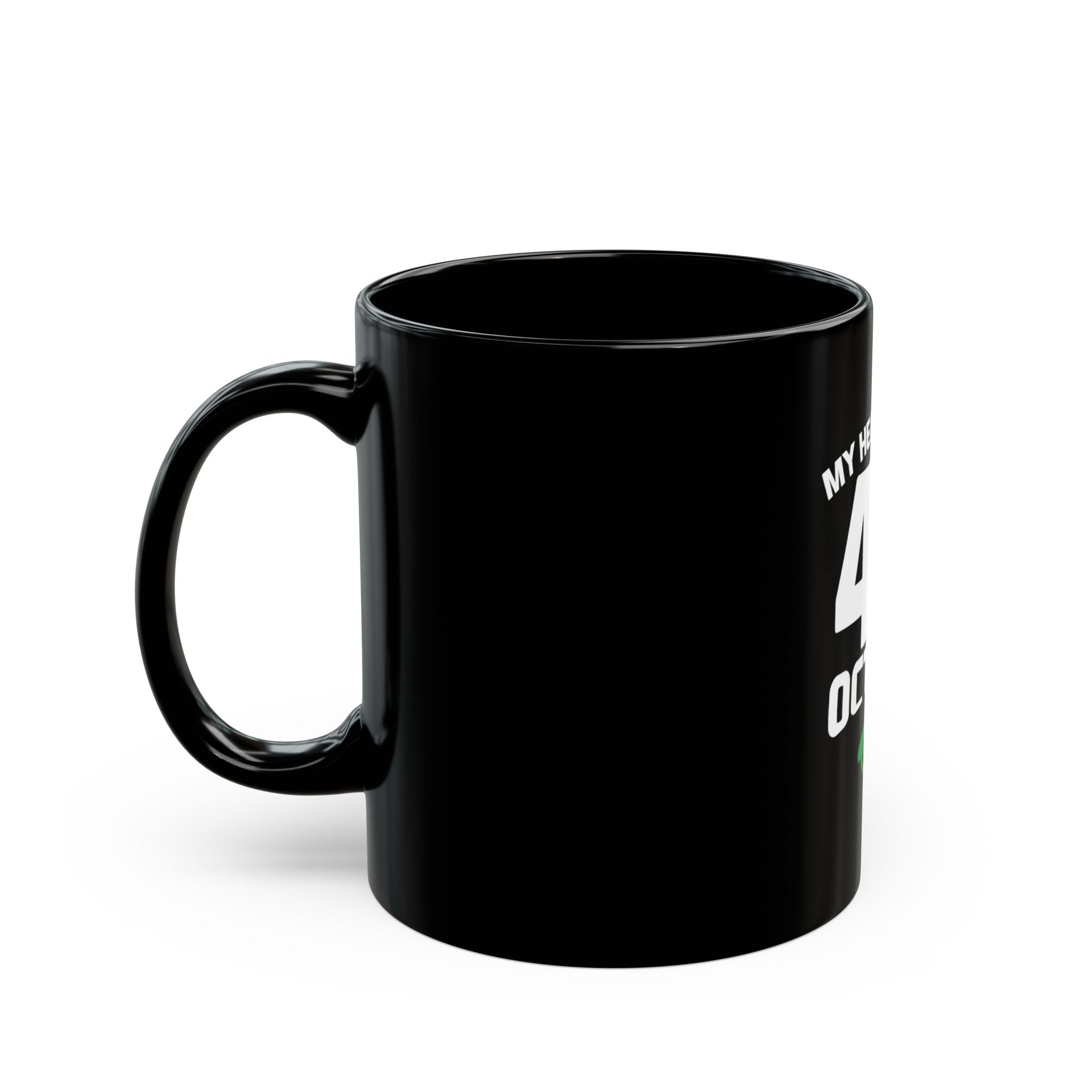 40 Octane Coffee Mug — "My Heart Pumps 40 Octane" Black Ceramic Mug for Car/Speed Enthusiasts