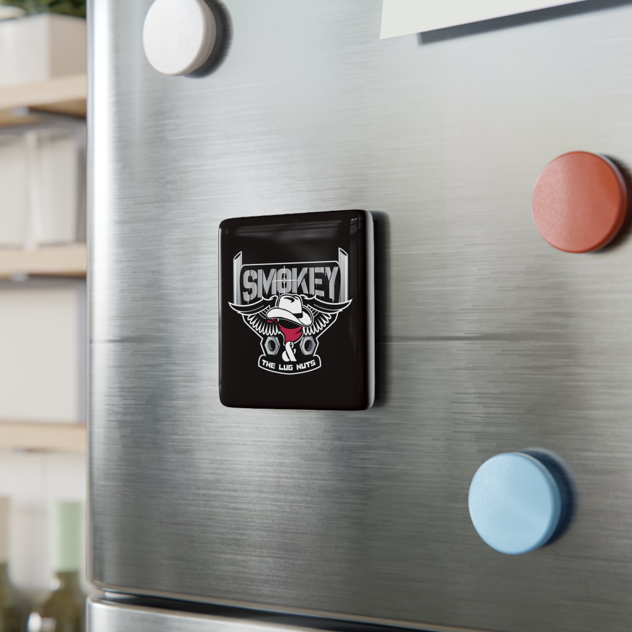Smokey & The Lug Nuts Logo Porcelain Square Magnet