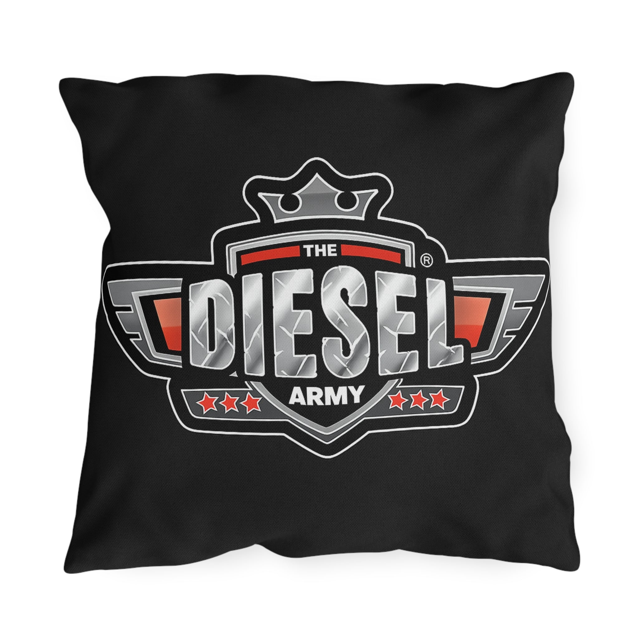 Diesel Army Outdoor Pillow - Rugged Vehicle Logo Accent Cushion