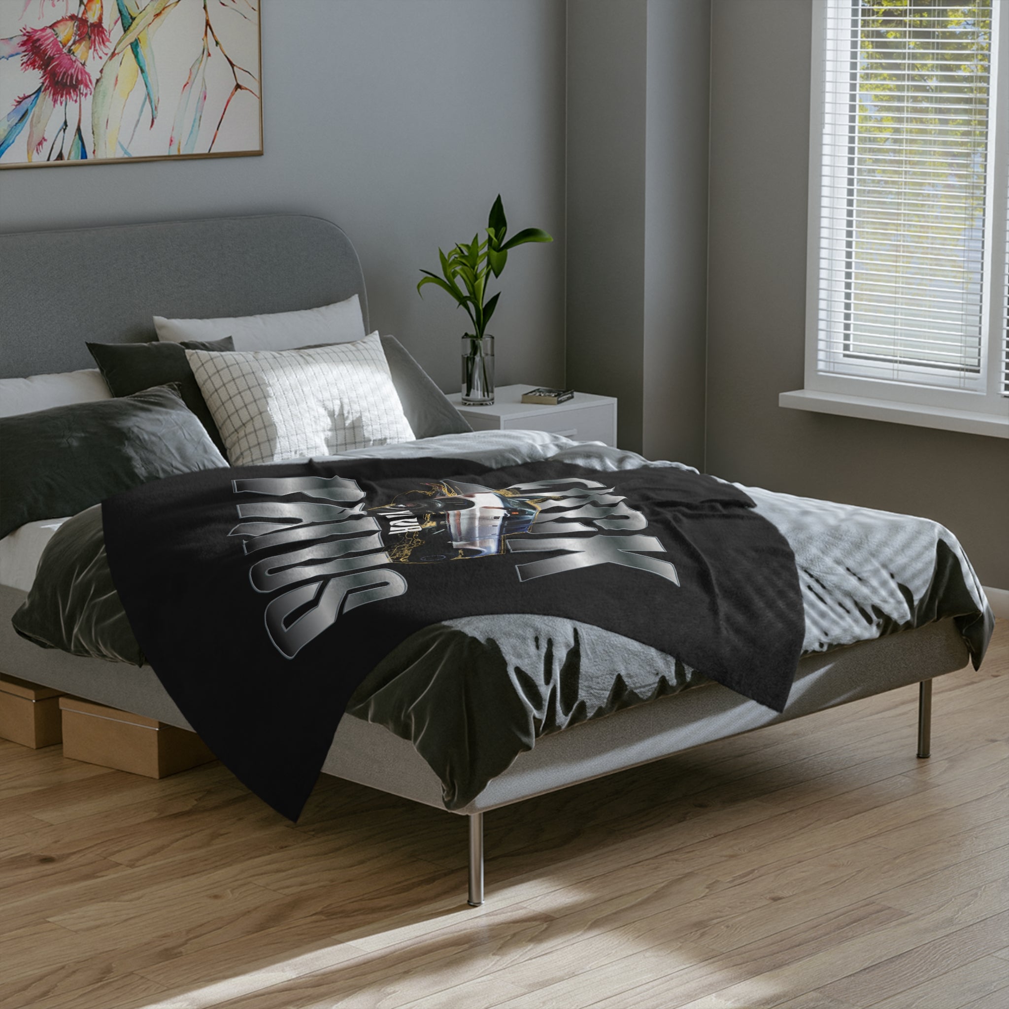 Velveteen Microfiber Blanket — 'F*** Your Prius' Monster Truck Graphic