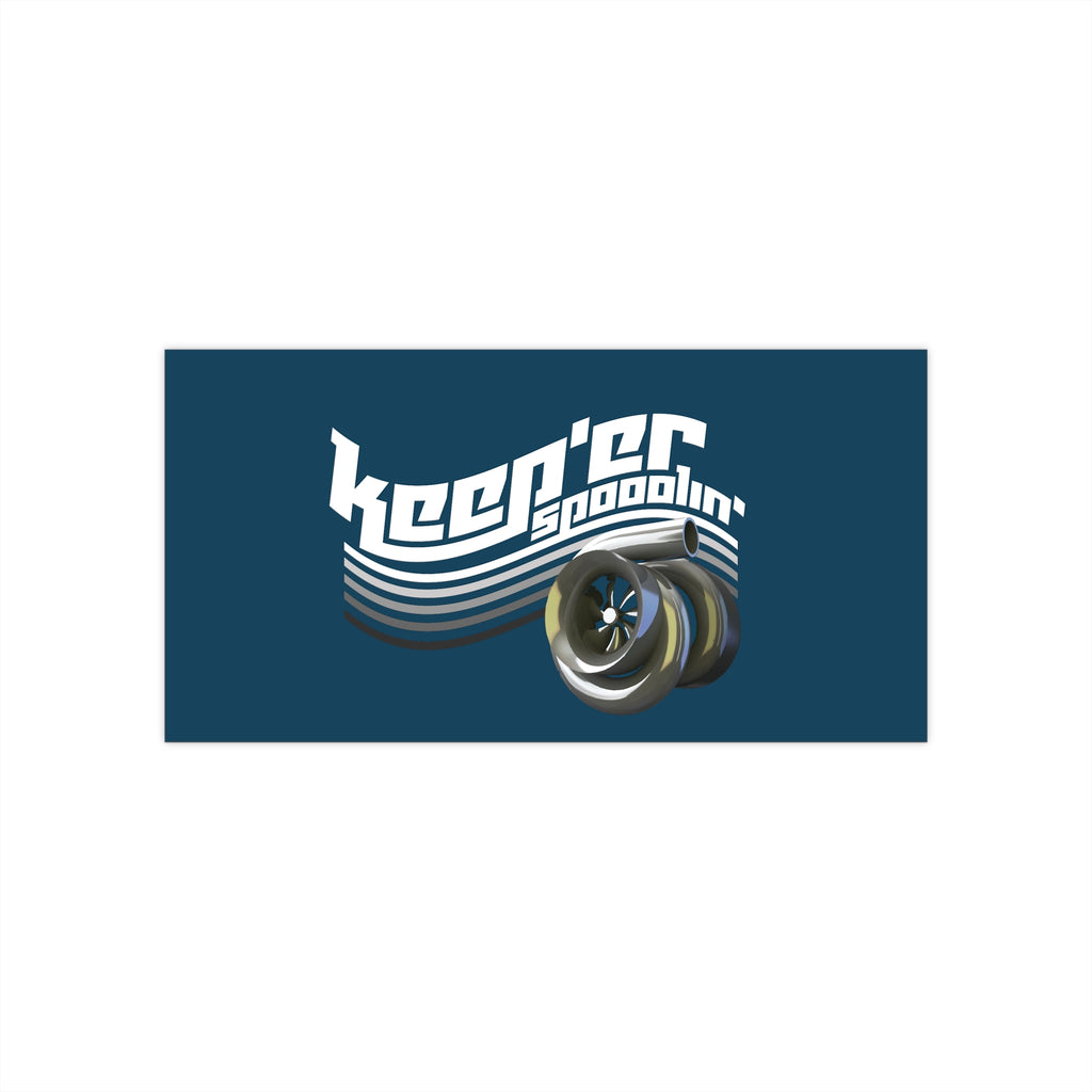 Keep'er Spoolin' Bumper Sticker — Retro Racing Tire Graphic