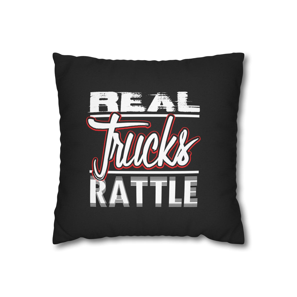 Trucker Pillowcase - "Real Trucks Rattle" Rustic Automotive Accent Pillow Cover