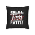 Trucker Pillowcase - "Real Trucks Rattle" Rustic Automotive Accent Pillow Cover