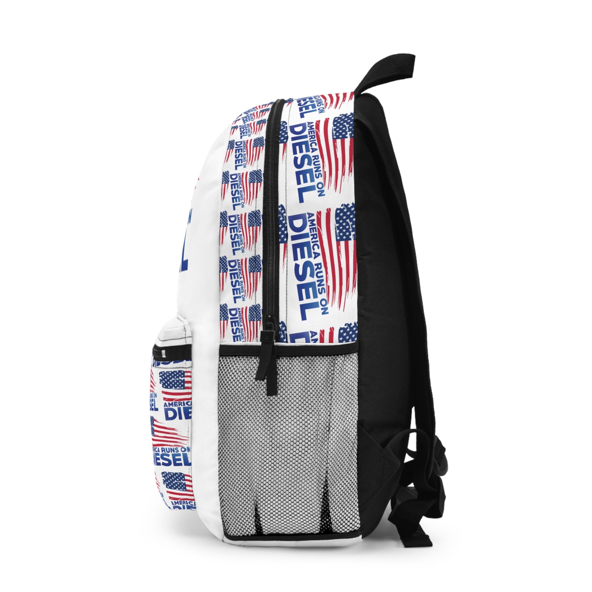 America Runs on Diesel Backpack – Patriotic USA Flag Trucking Gear