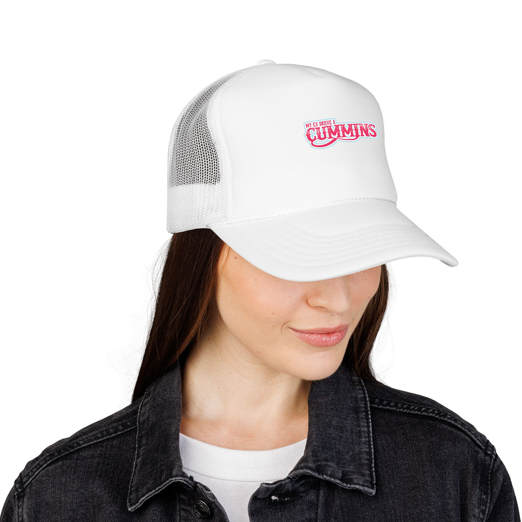 Pink Foam Trucker Hat with 'Cummins' Graphic — Retro Mesh Baseball Cap