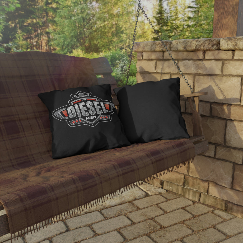 Diesel Army Outdoor Pillow - Rugged Vehicle Logo Accent Cushion