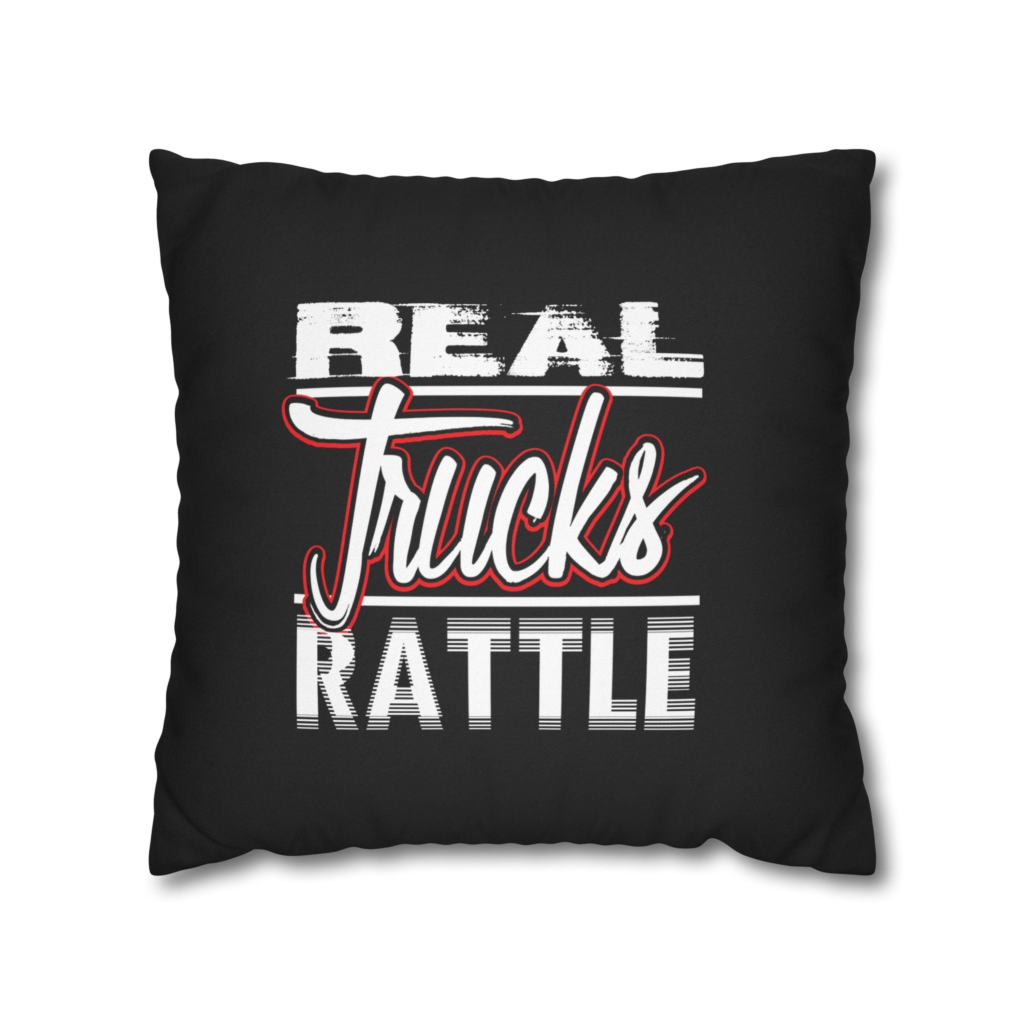 Trucker Pillowcase - "Real Trucks Rattle" Rustic Automotive Accent Pillow Cover