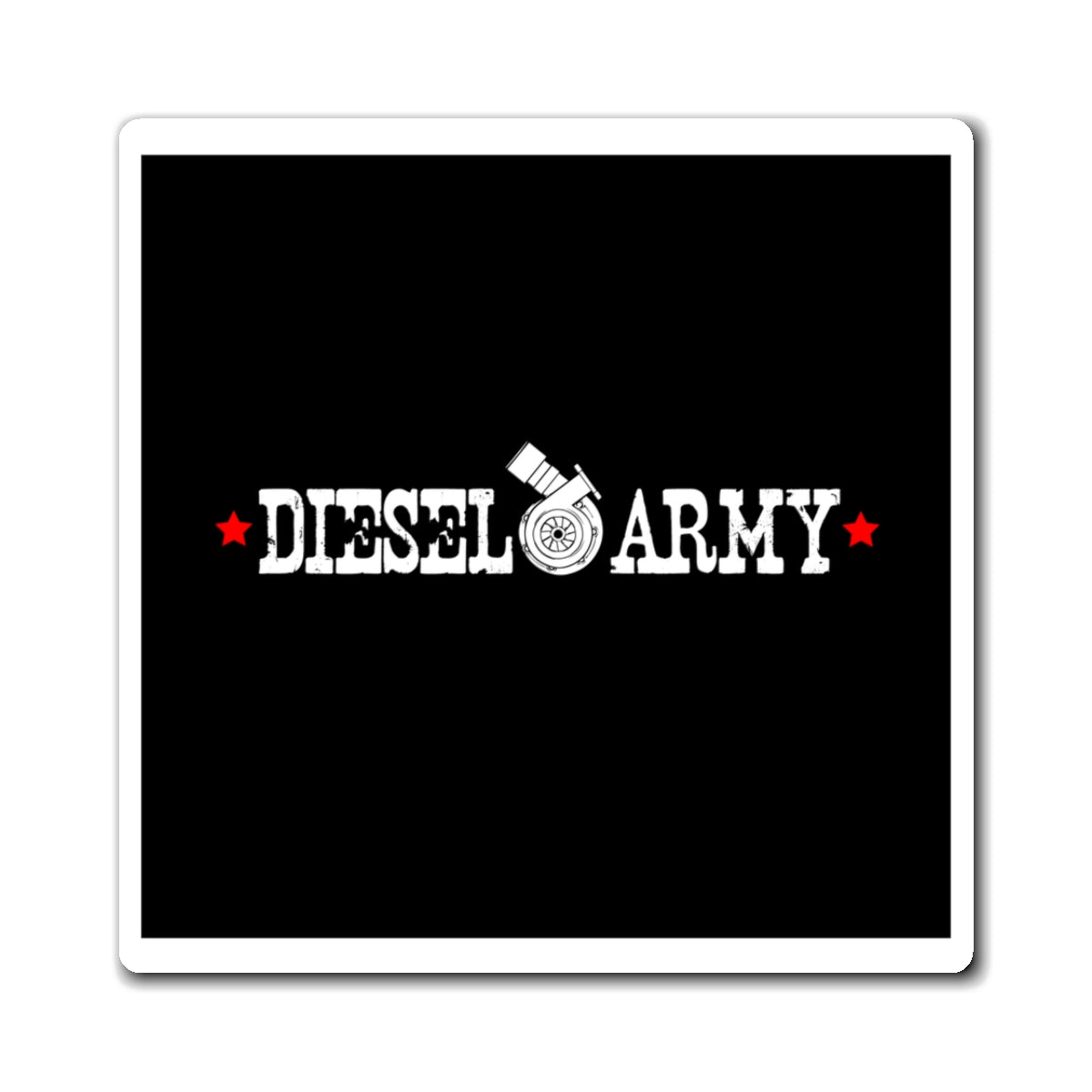 Diesel Army Magnet — Turbocharger Logo Fridge Magnet for Diesel Enthusiasts