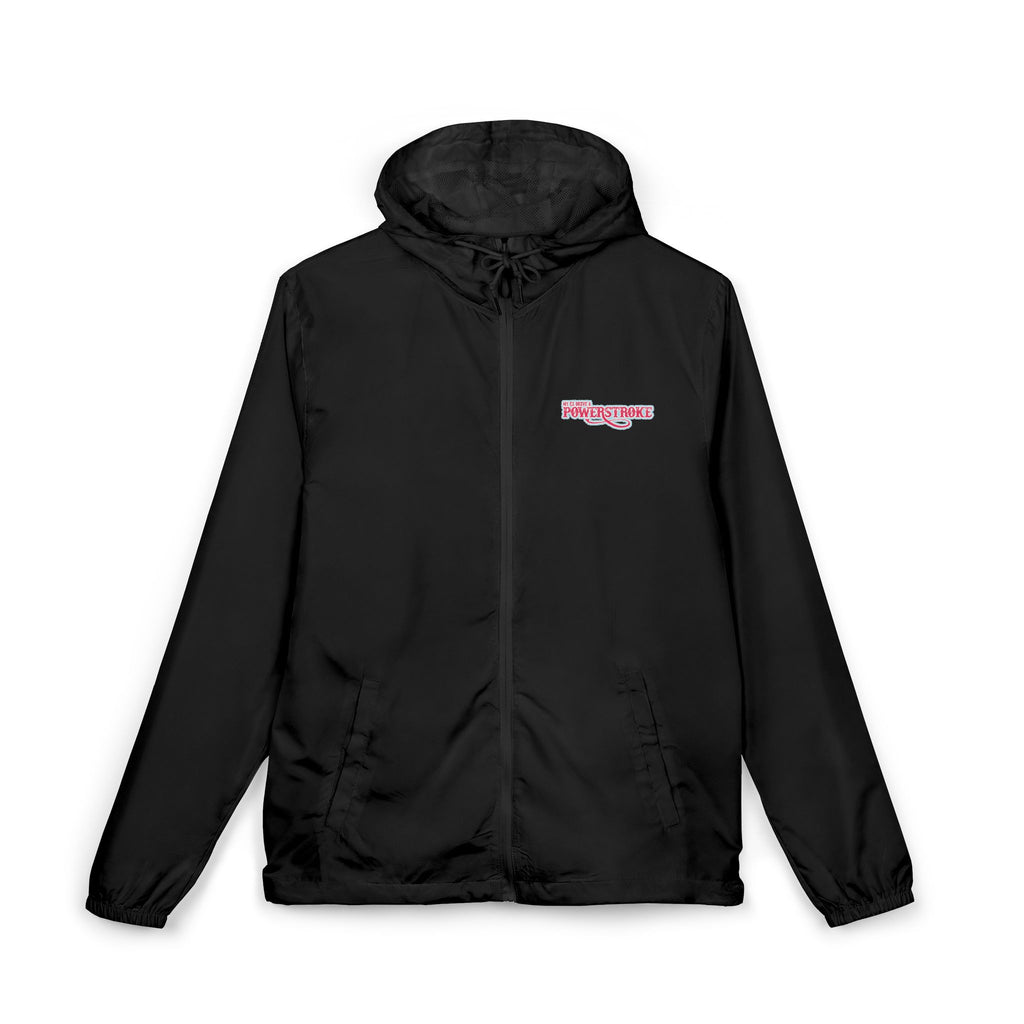 Windbreaker Jacket — 'My Ex Drove a POWERSTROKE' Pink  Logo Lightweight Zip Hoodie