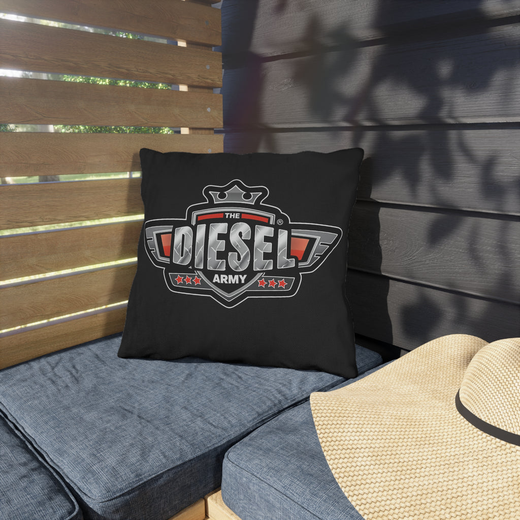 Diesel Army Outdoor Pillow - Rugged Vehicle Logo Accent Cushion