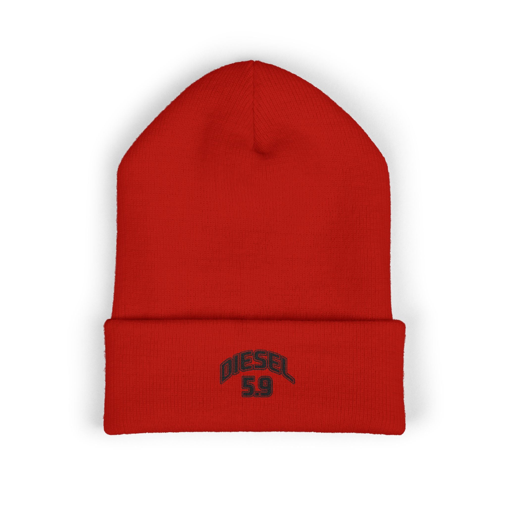Diesel 59 Embroidered Cuffed Beanie — Classic Knit Winter Hat