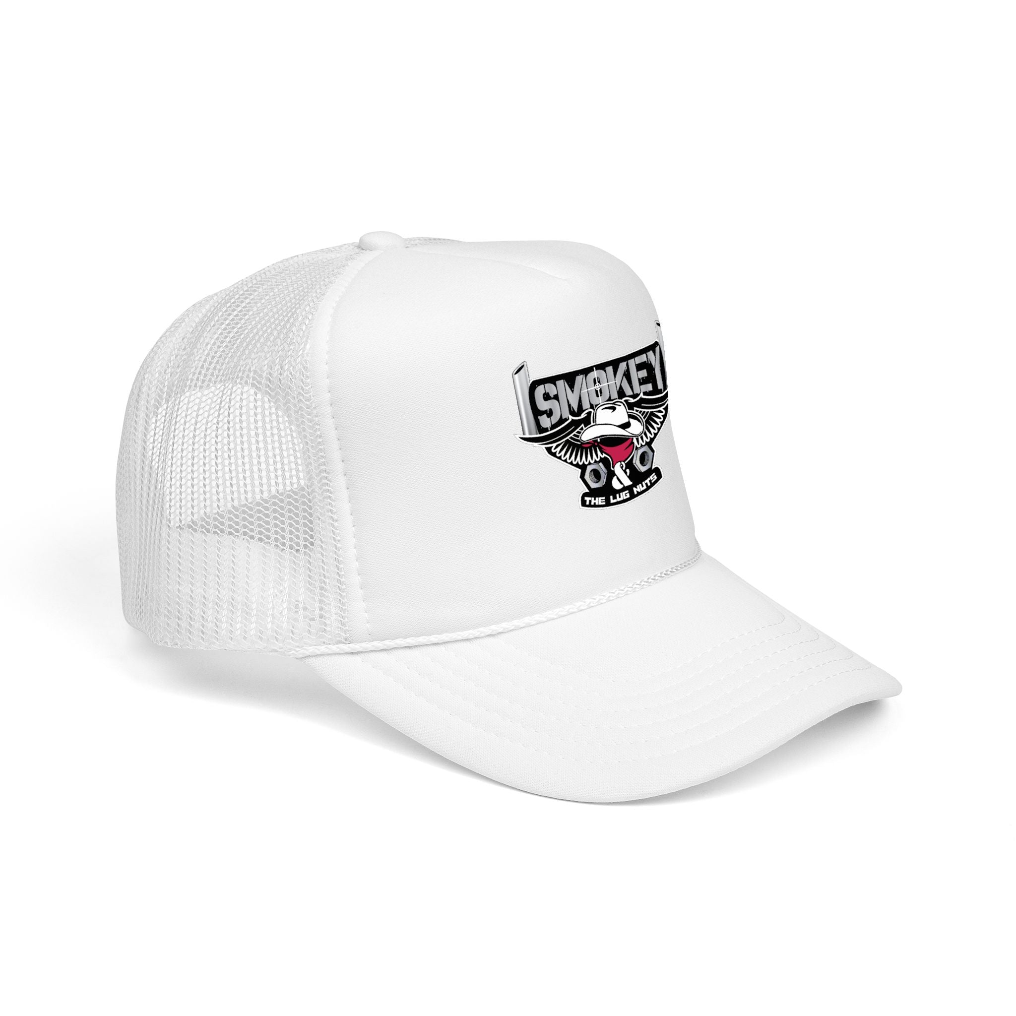 Smokey Skull Trucker Hat — Retro Biker Foam Cap