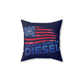 America Runs on Diesel Pillow — Patriotic Diesel Trucker Accent Cushion