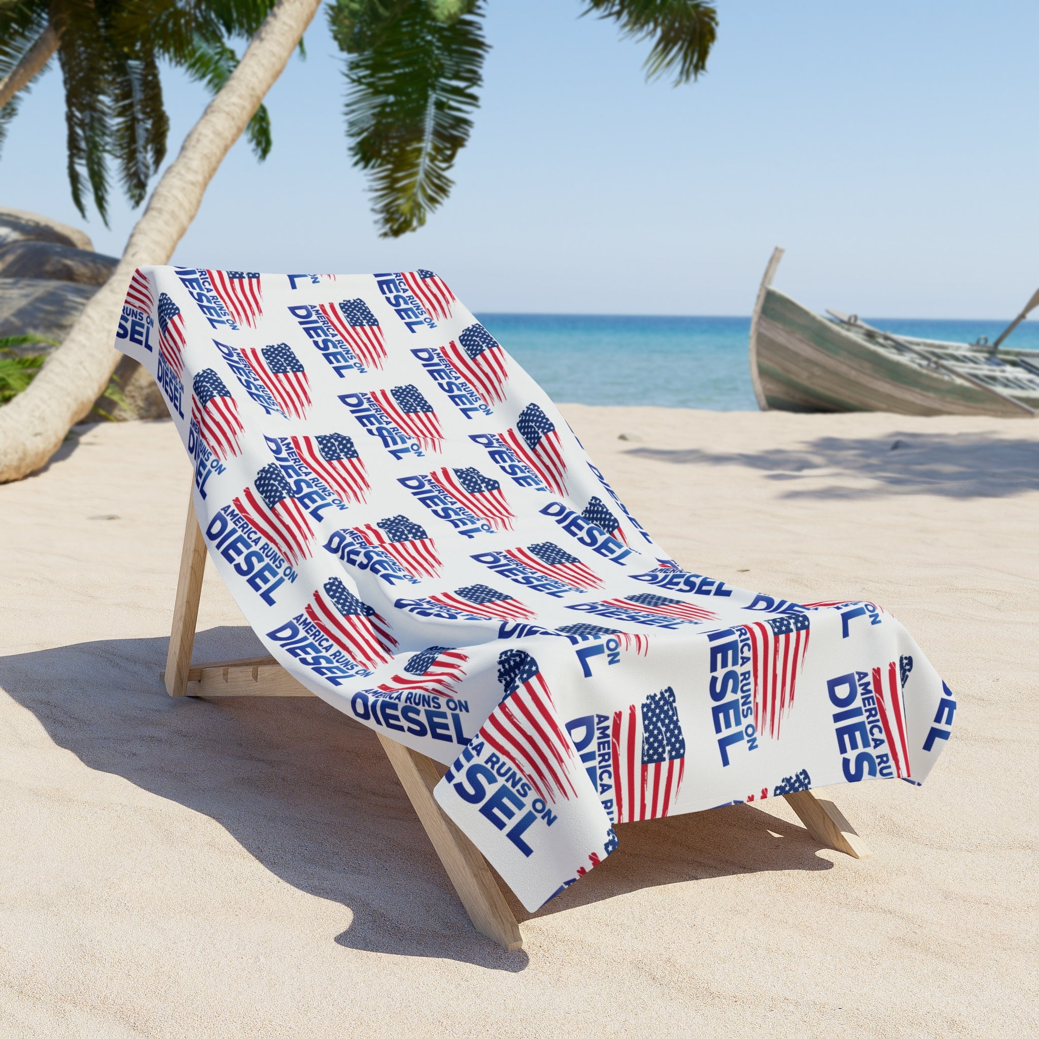 American Flag 'DIESEL' Beach Towel – Patriotic Summer Pool & Beach Towel